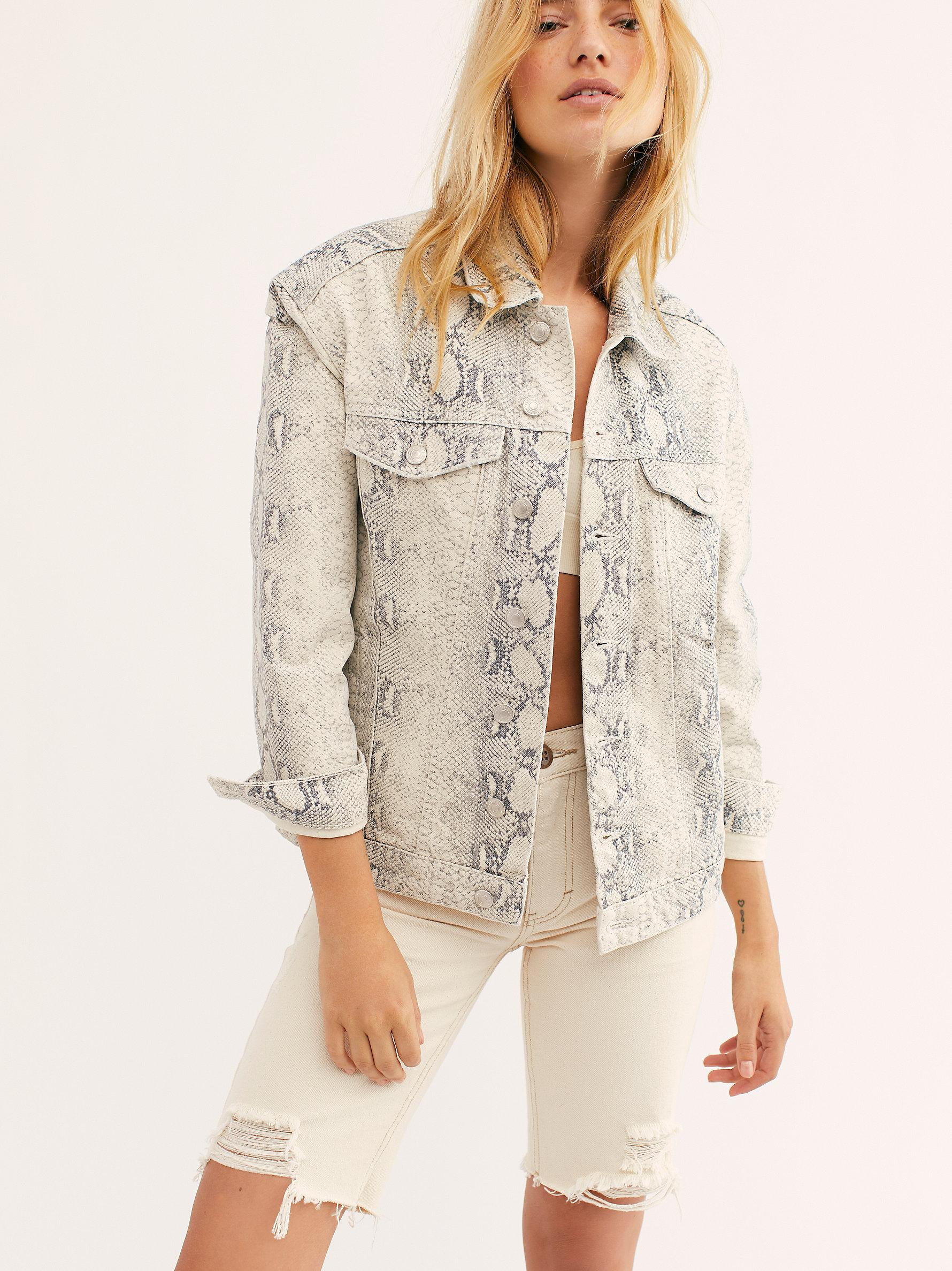Snakeskin Print Trucker Jacket 