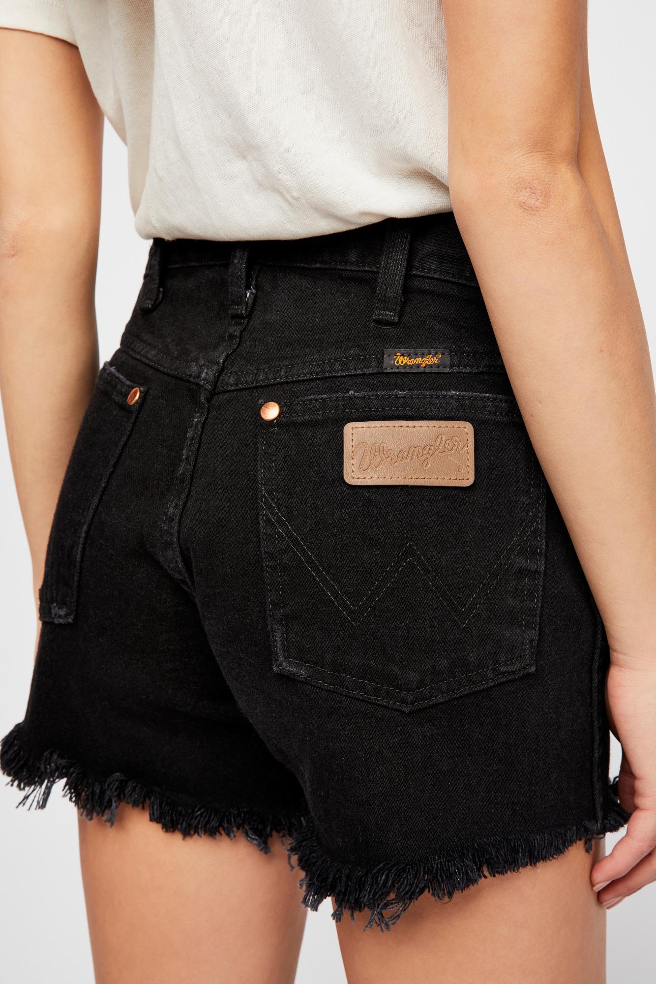 wrangler black denim shorts