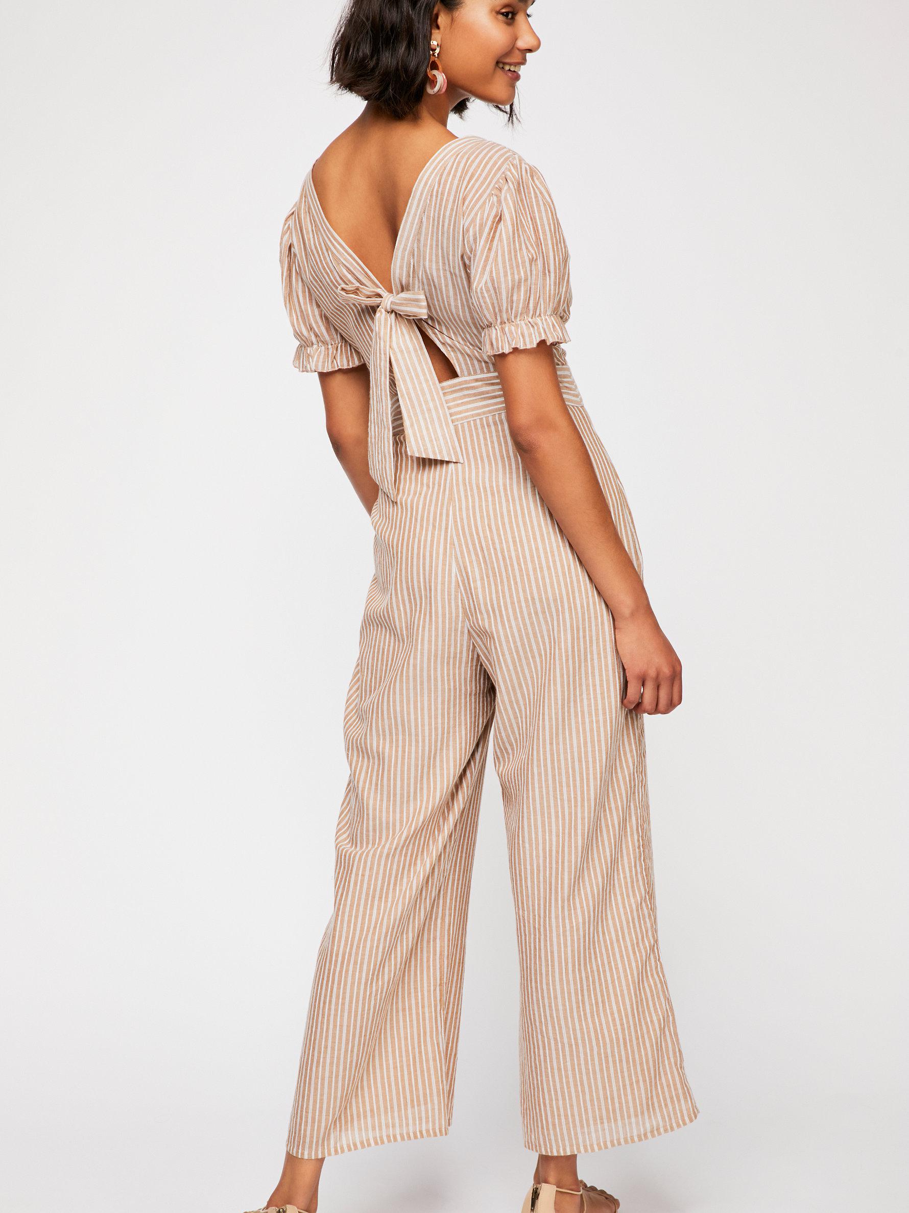 free people striped jumpsuit
