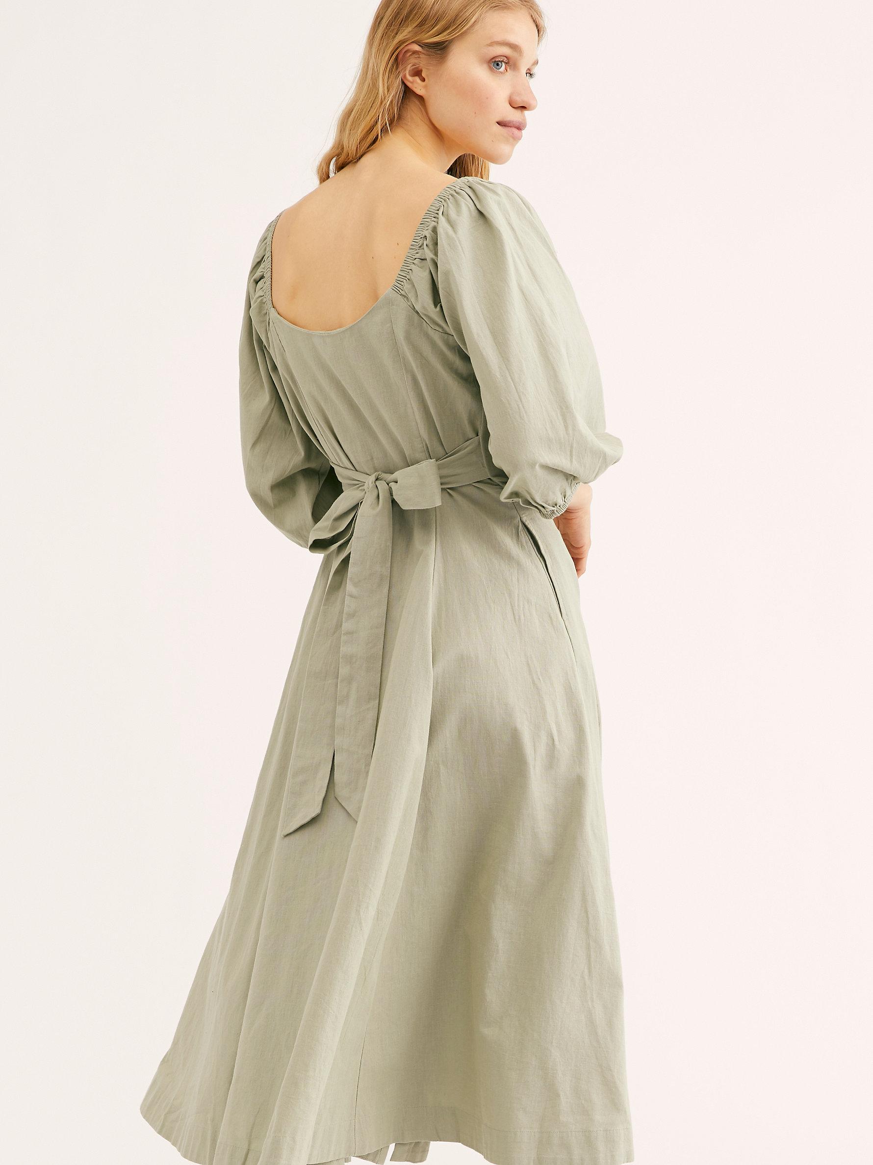 Free People Linen Jayma Midi Dress in 