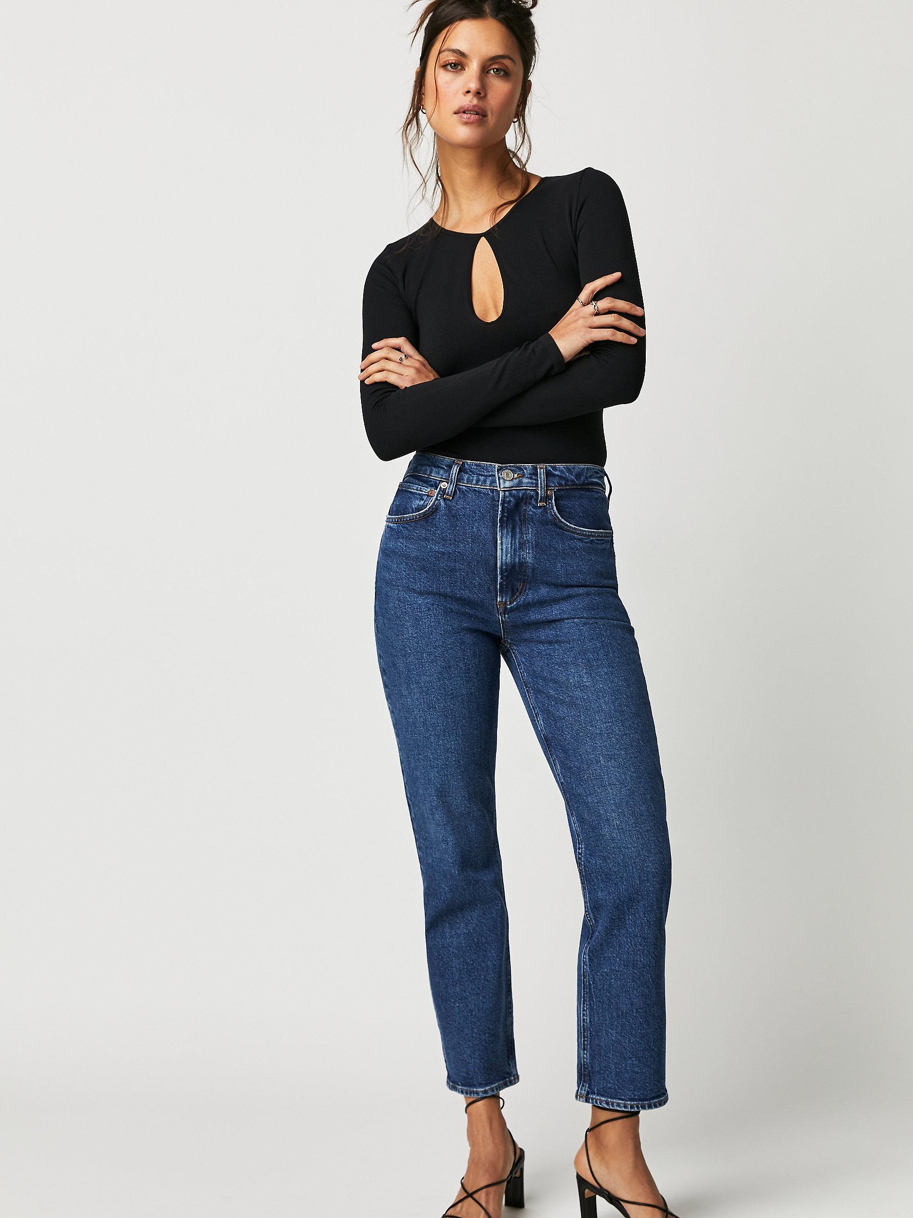 Free People Agolde High-rise Stovepipe Jeans in Blue | Lyst