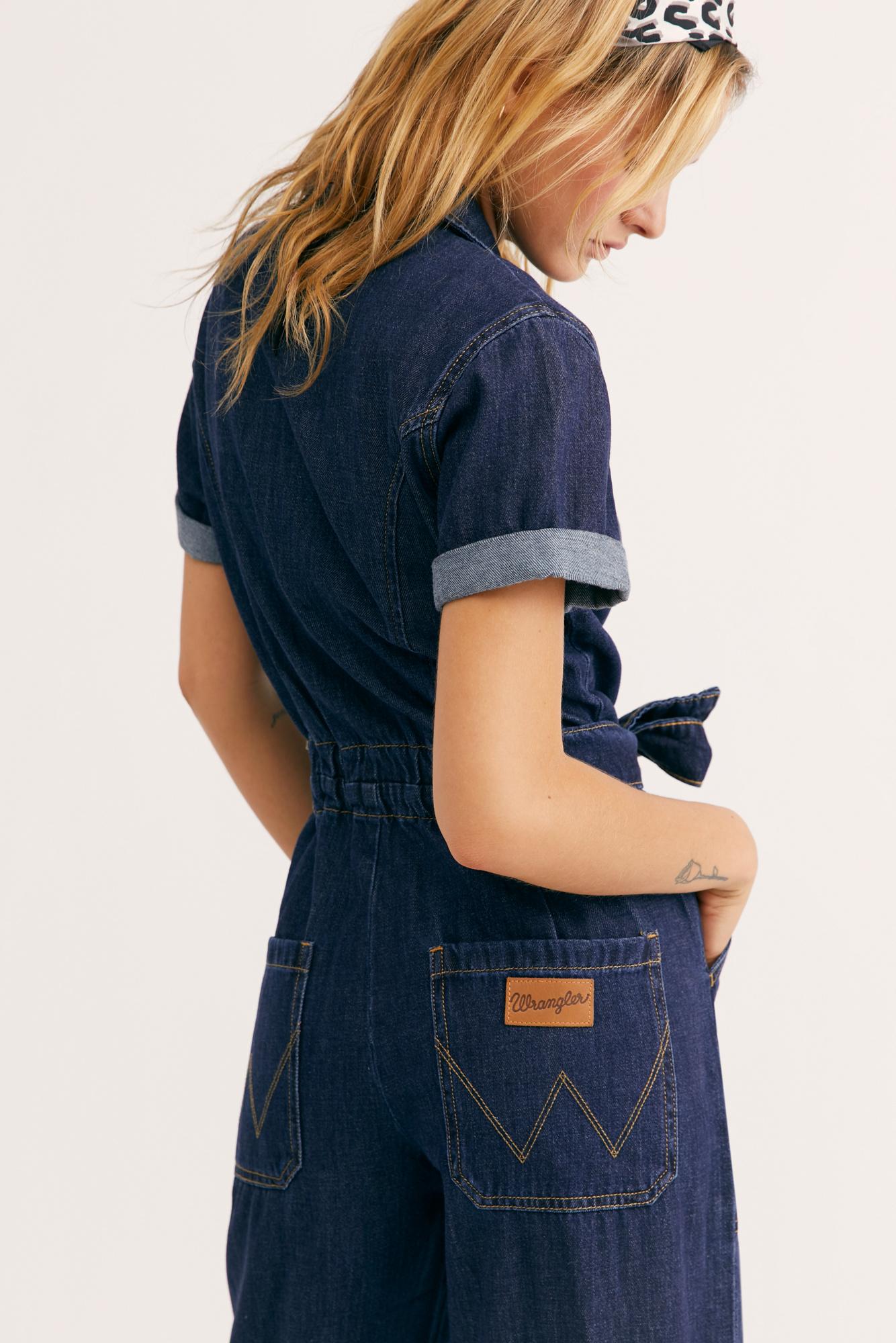 Free People Wrangler Denim Coveralls in Blue | Lyst