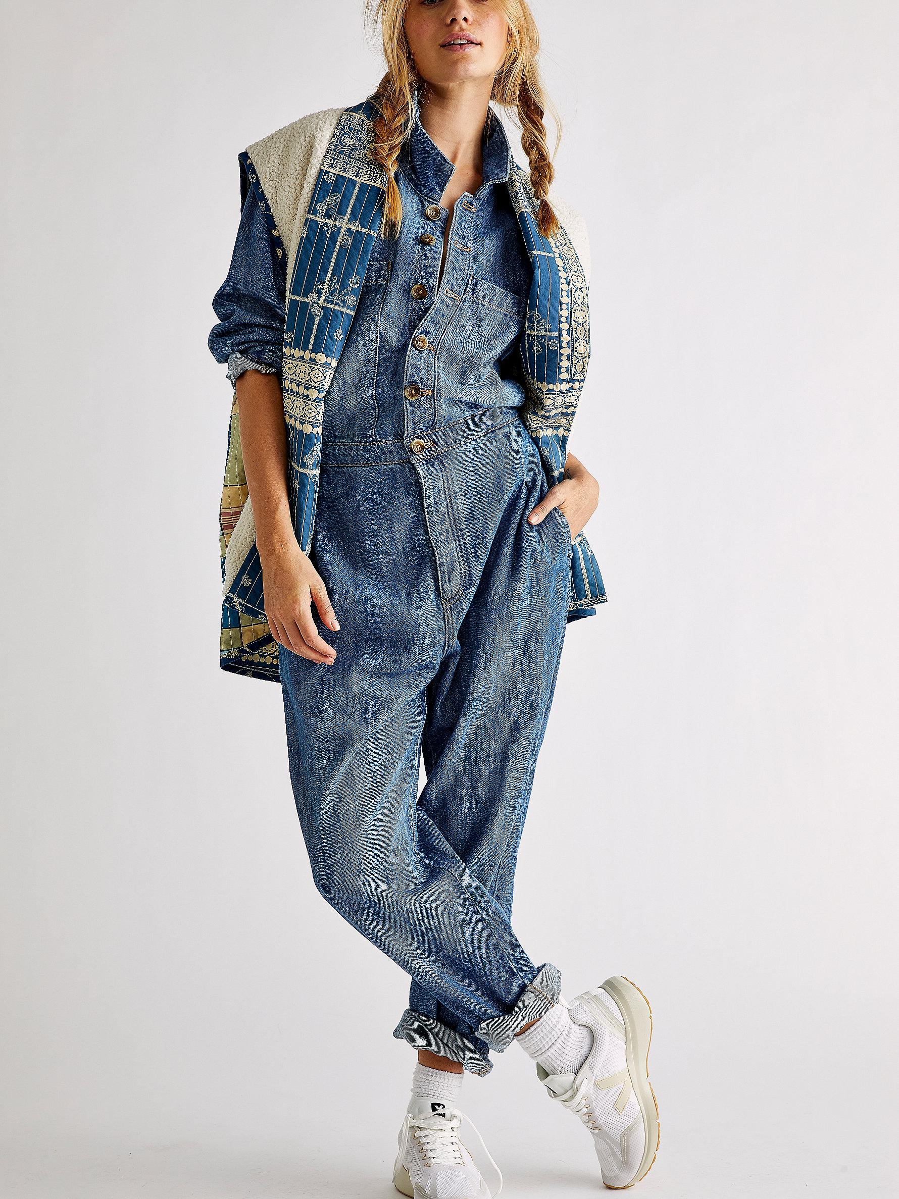 Free People Madrid Denim Coverall in Blue - Lyst