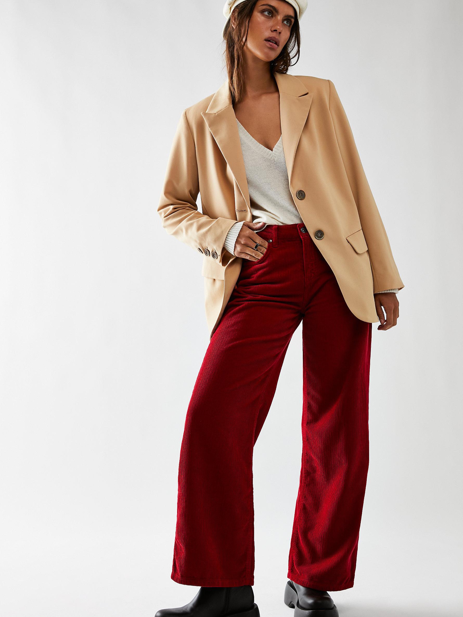 Free People The Ragged Priest Low-rise Baggy Cord Jeans in Red | Lyst