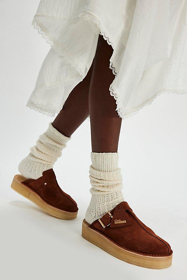 Clarks Trek Wedge Suede Mules in Brown | Lyst
