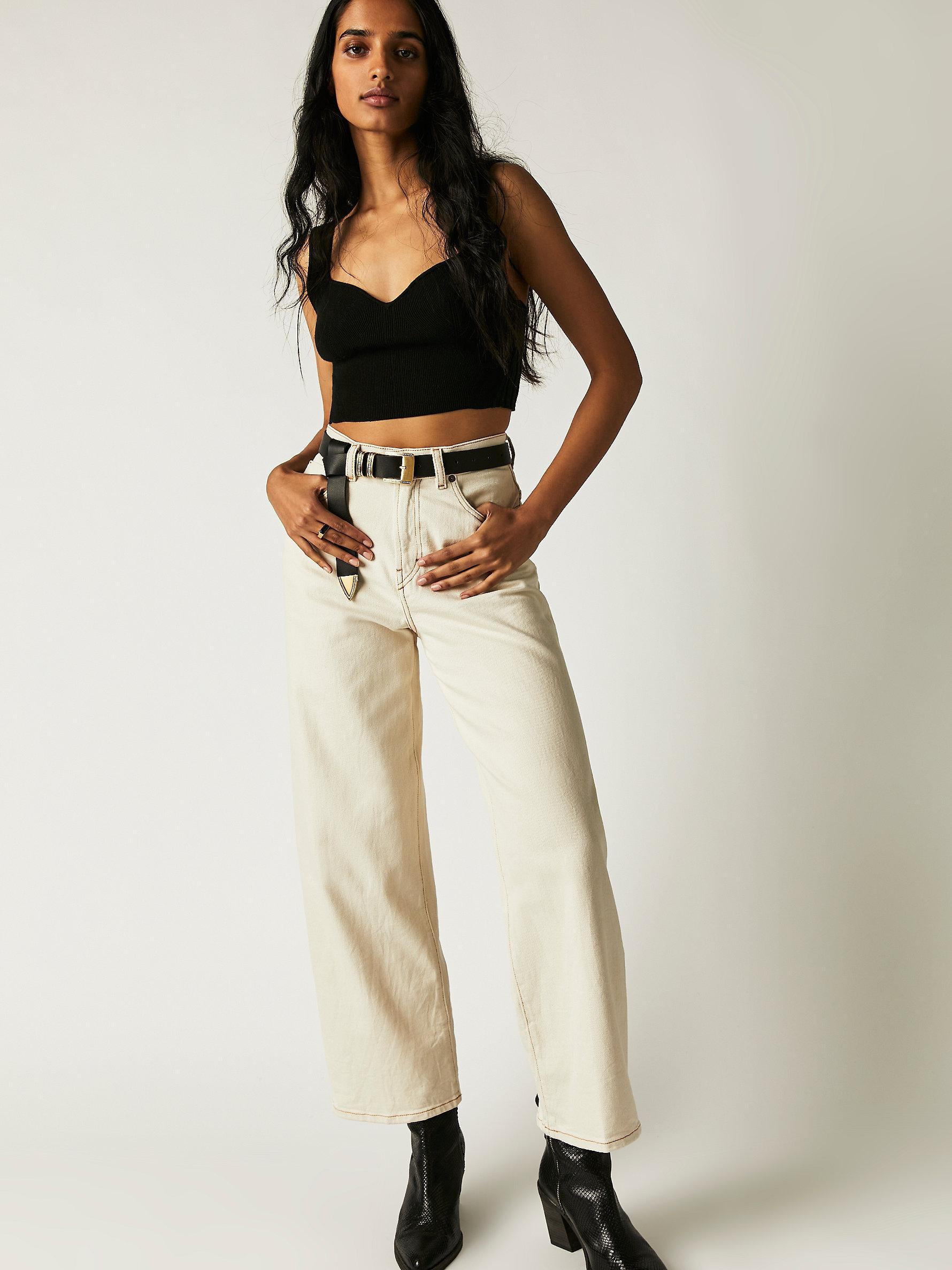 Free People Diesel 2000 Ankle Flare Jeans in Natural | Lyst