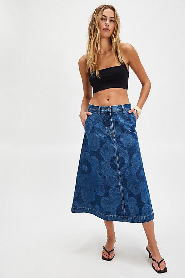 Marimekko Maridenim Suoritus Unikko Skirt in Blue | Lyst