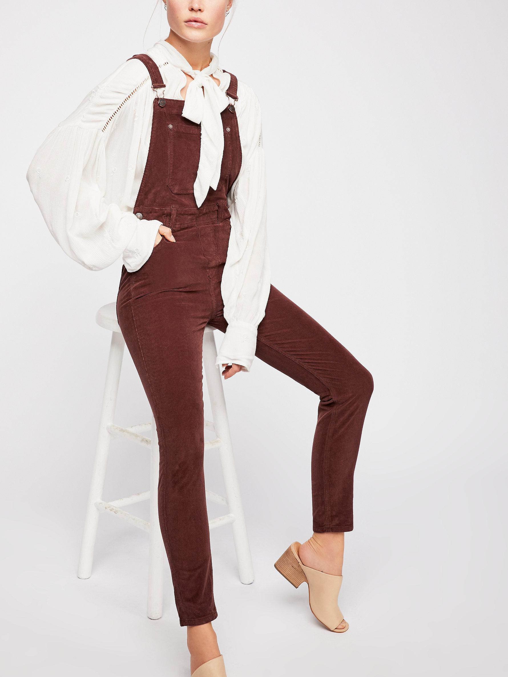free people slim ankle overalls