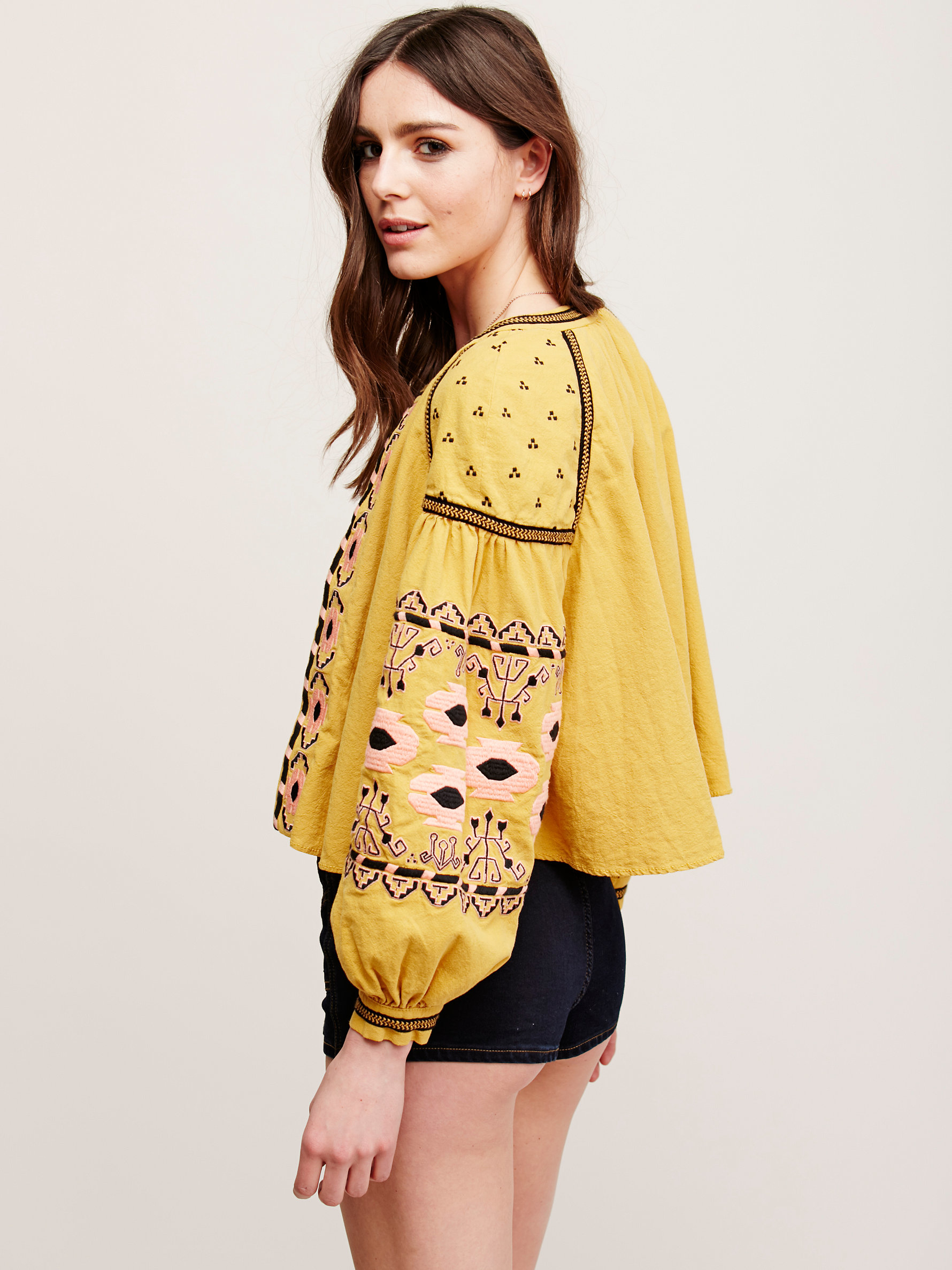 Free People Embroidered Swingy Jacket 
