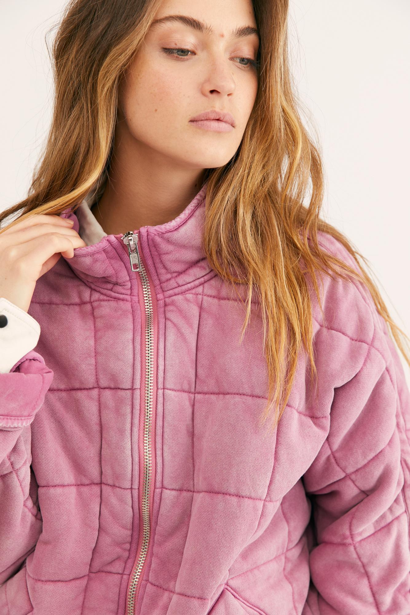 Free People Dolman Quilted Knit Jacket in Pink | Lyst