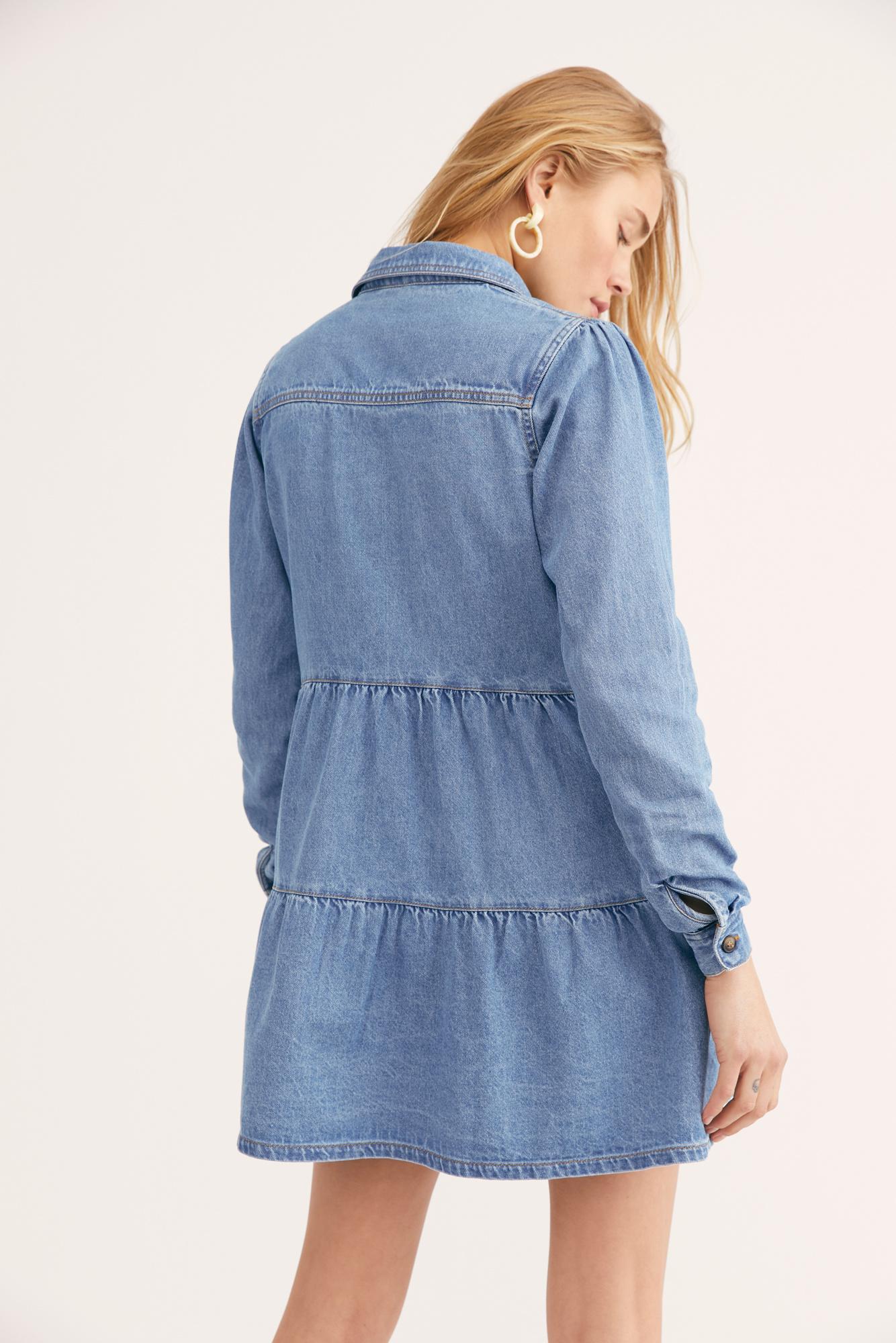 Free People Nicole Denim Shirtdress In Indigo Blue Lyst