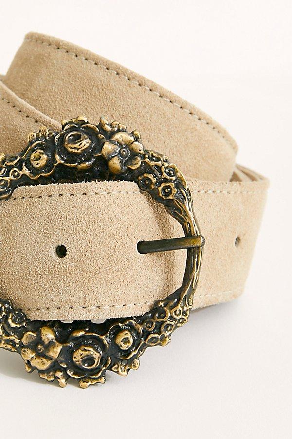 FREE PEOPLE Beige Suede Belt with Bronze Buckle S/M Patcha Suede Belt | Free People main image 2