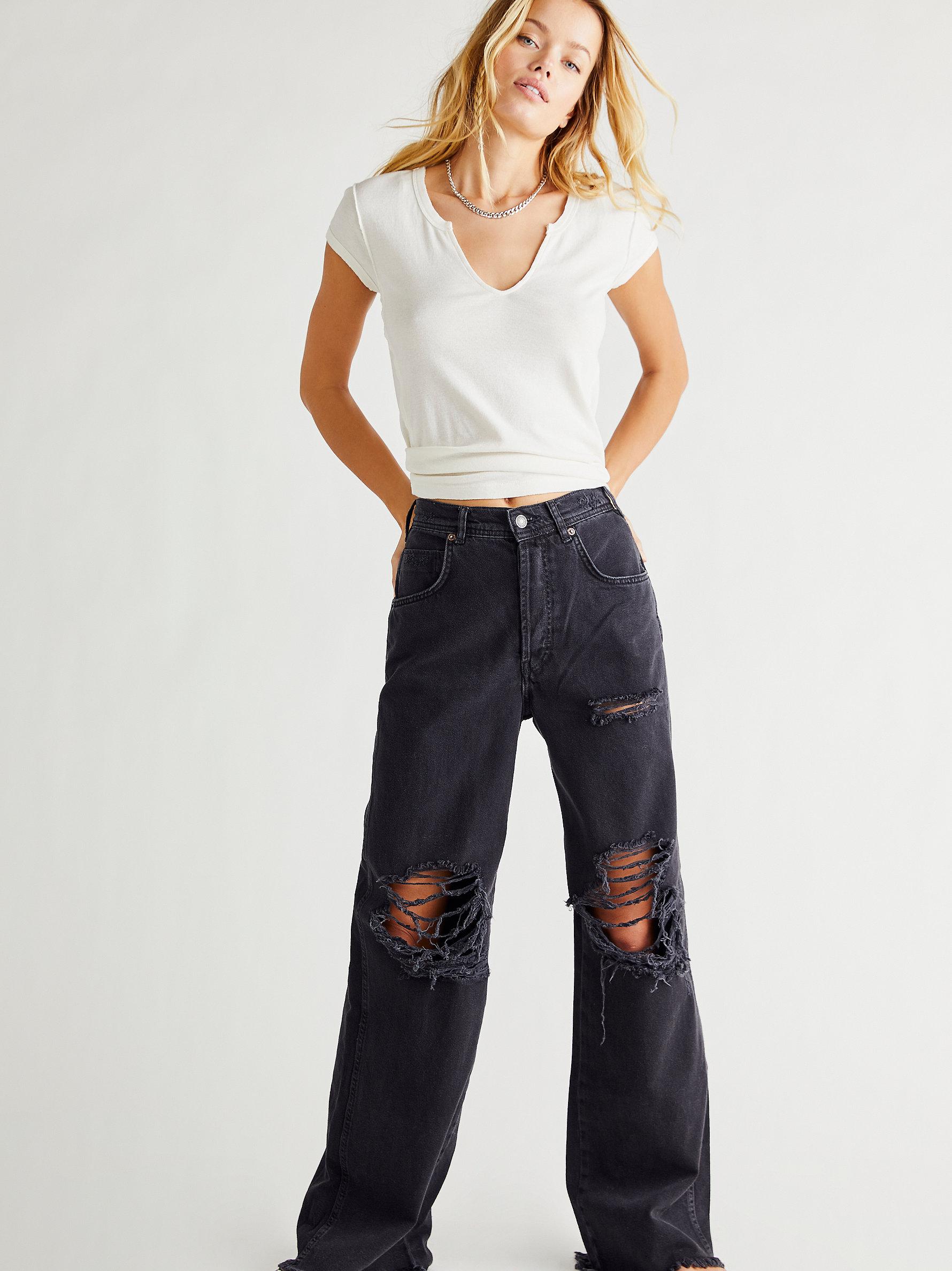 Free People Ollie Extreme Wide Leg Jeans in Black | Lyst