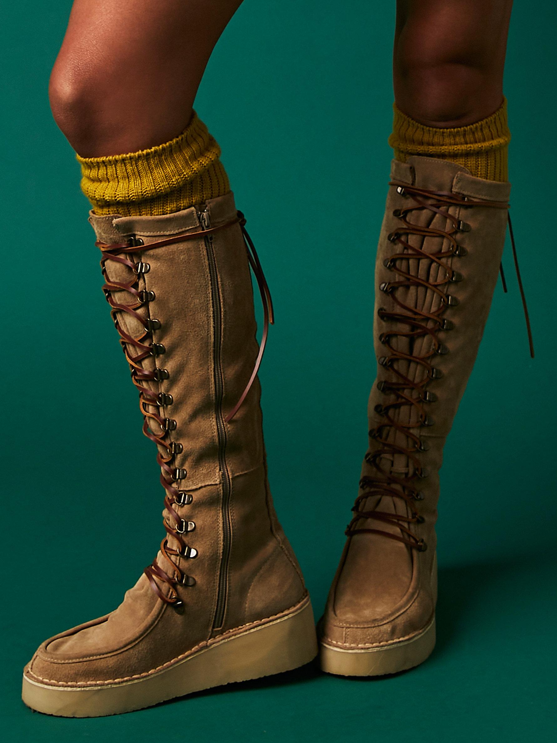 Free People Bottes Hautes À Lacets Ava in Green | Lyst