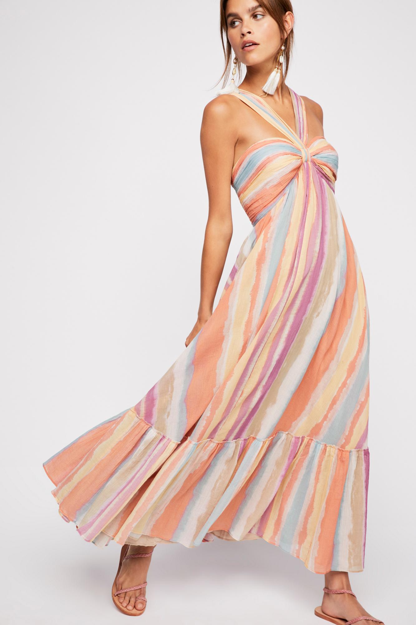 Cotton Tropical Sunrise Maxi Dress | Lyst