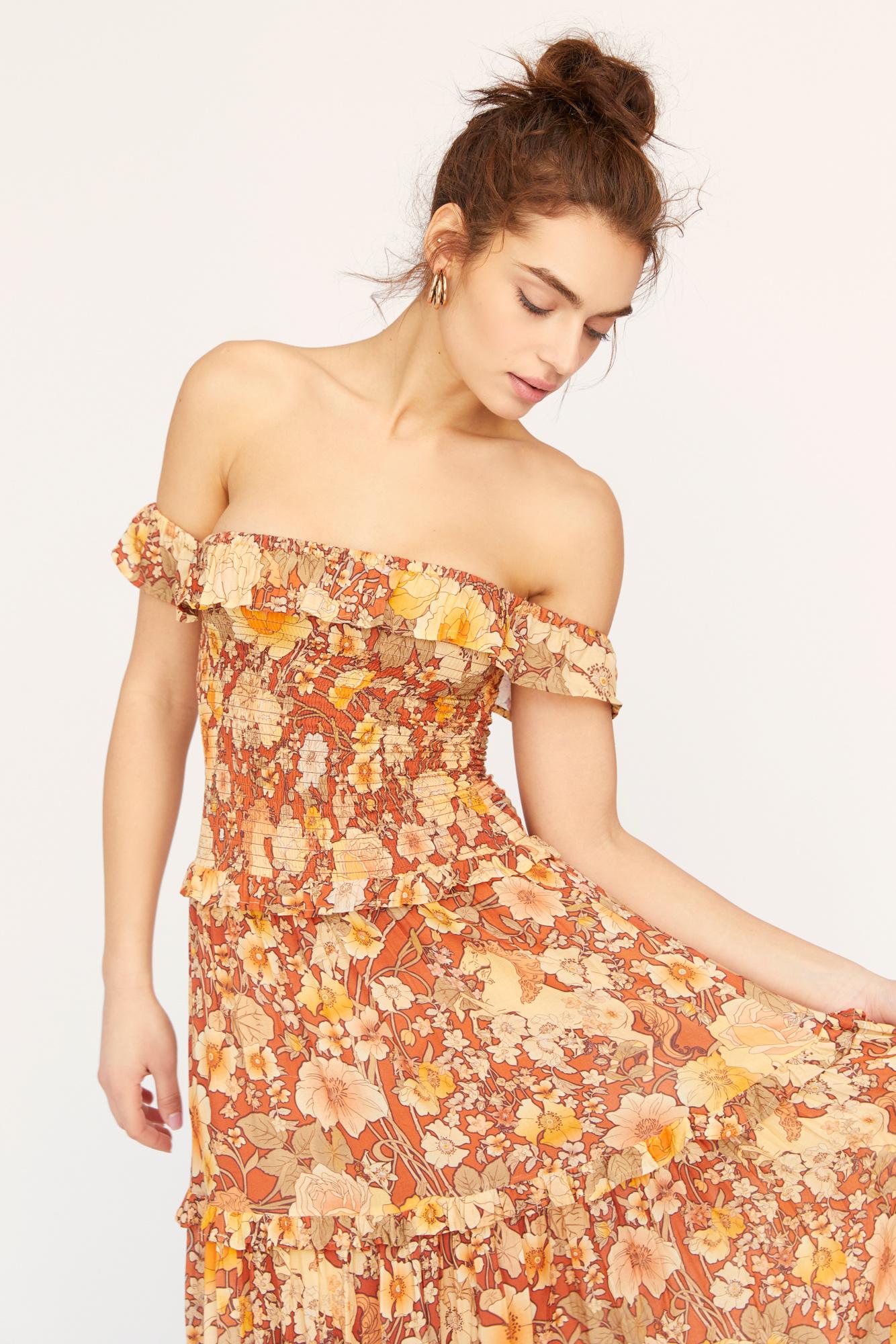 amethyst shirred sundress