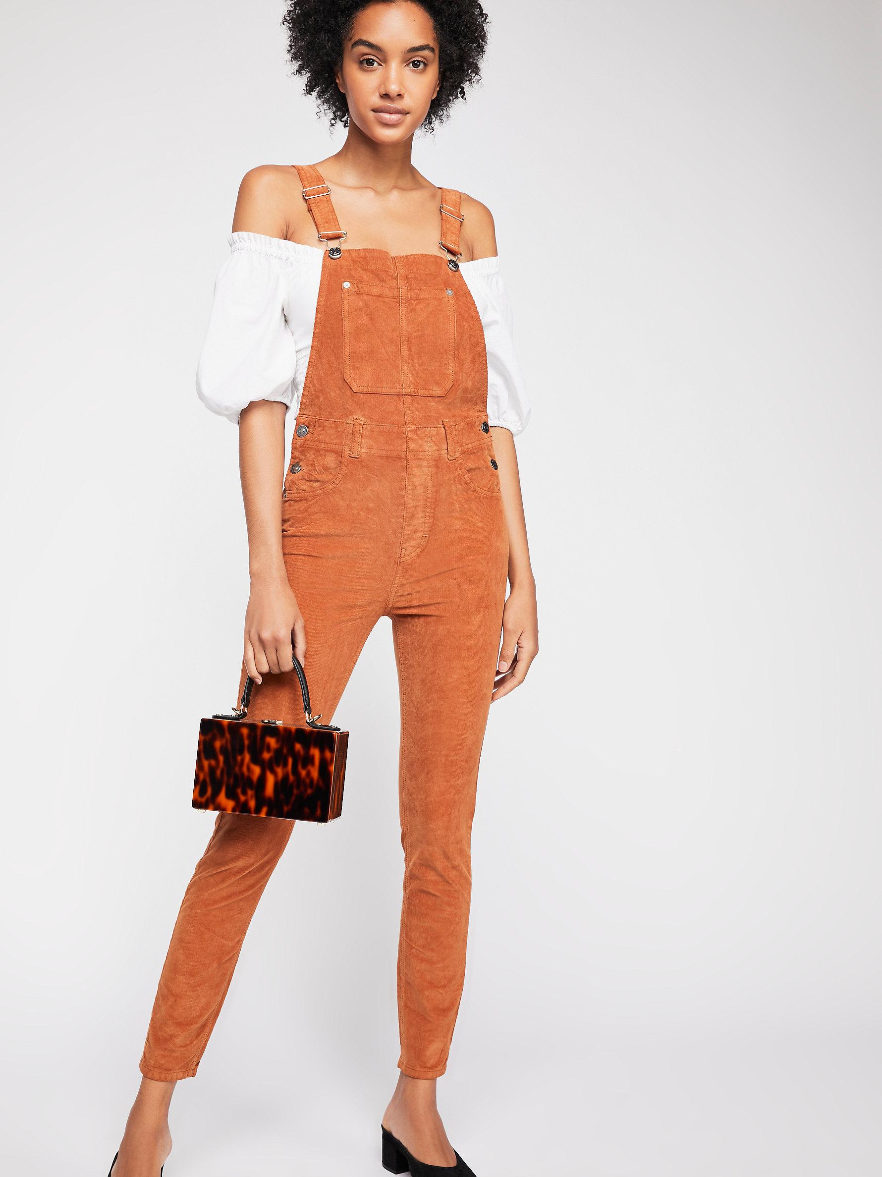 free people slim ankle overalls