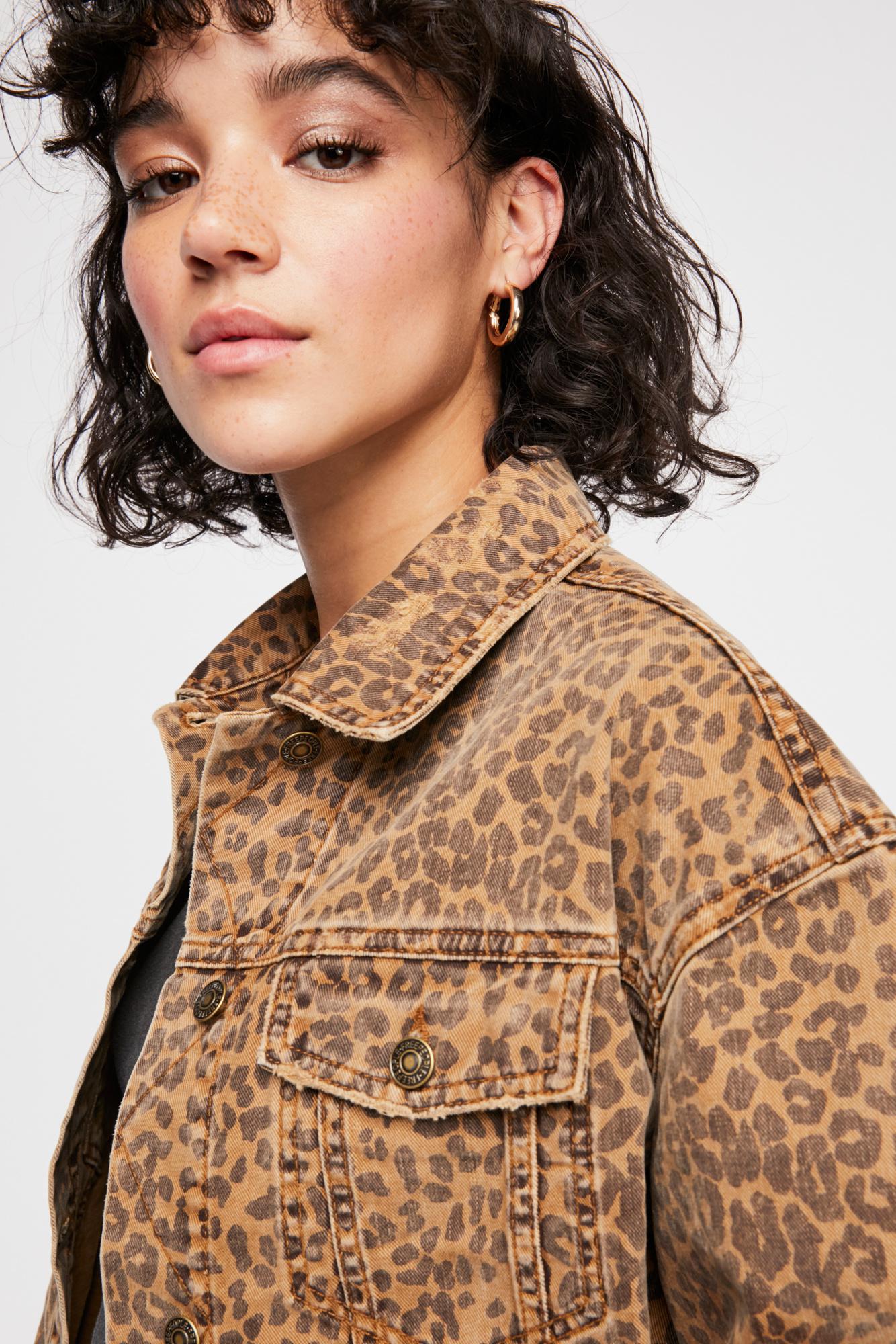 free people leopard denim jacket