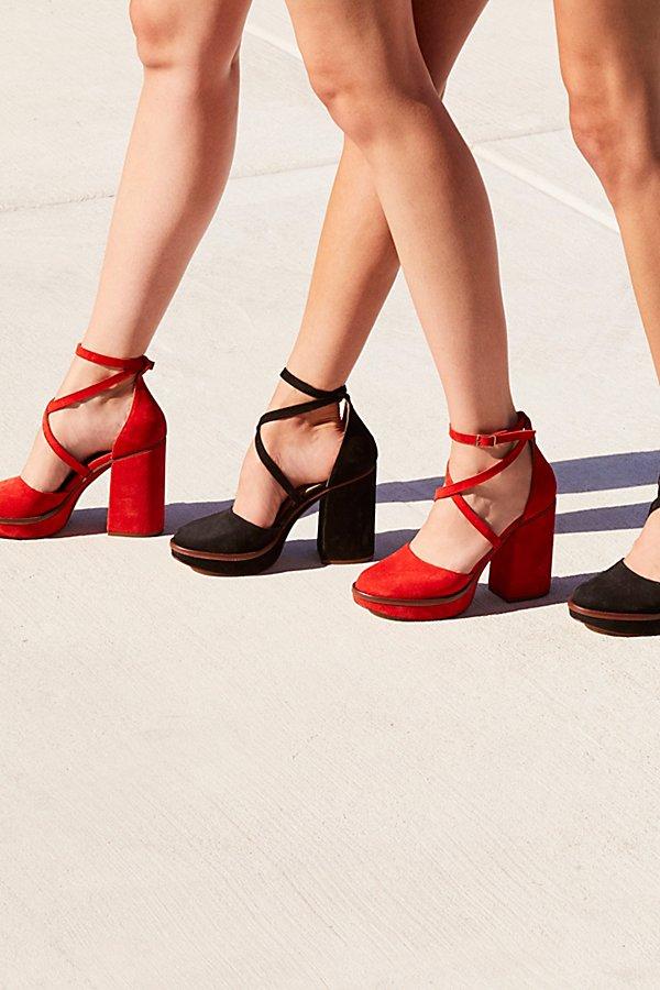 Free People Suede Remi Platform in Red 