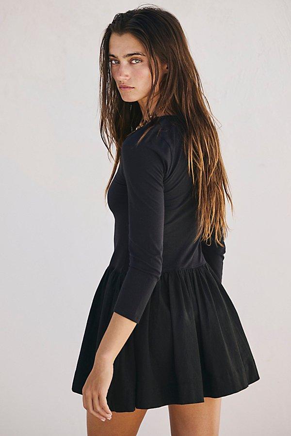 Free People Onda Drop-Waist Long-Sleeve Mini in Black | Lyst