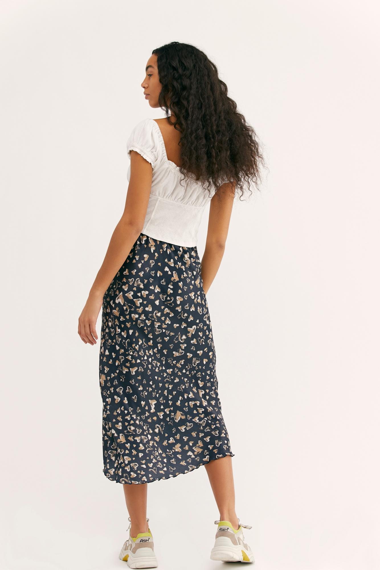 kendall satin midi skirt
