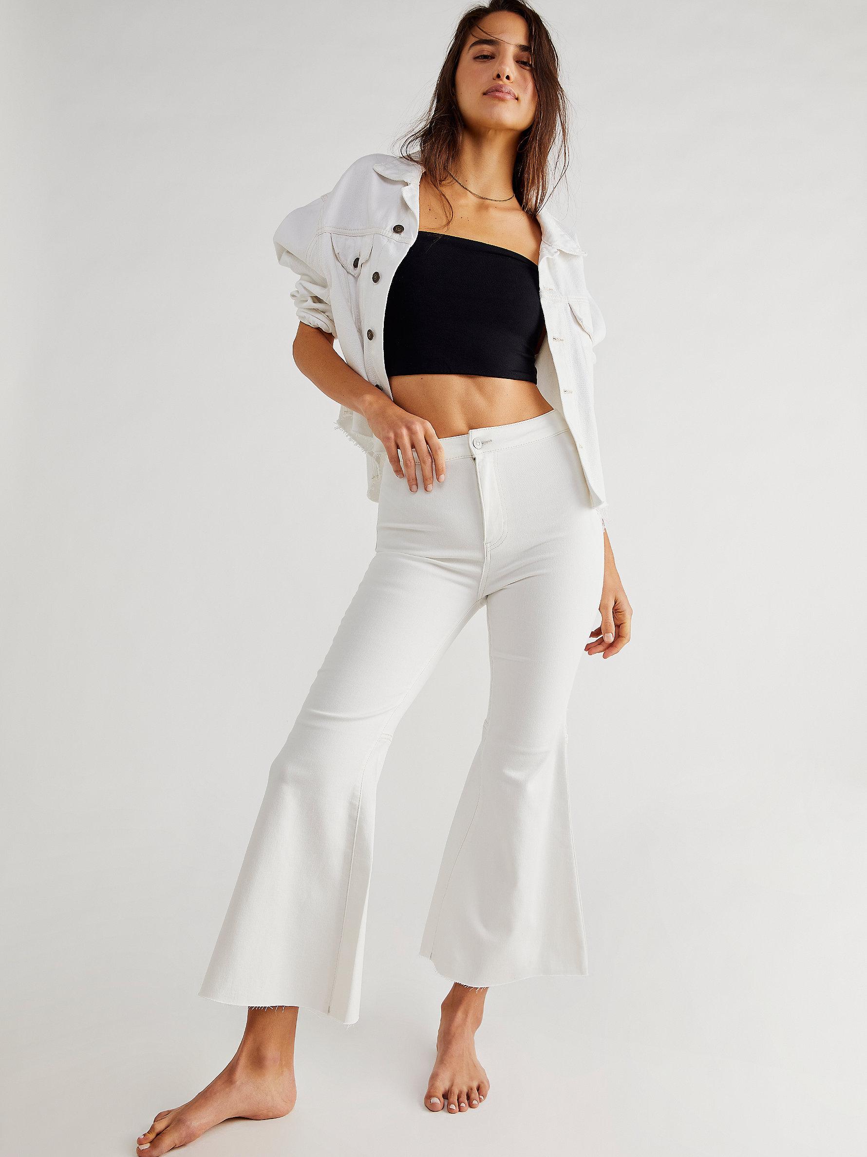 Derde stem Straat Free People Youthquake Crop Flare Jeans in White | Lyst