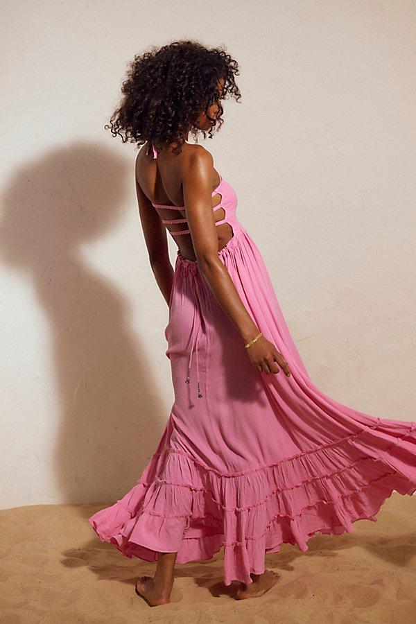 strapless open back dress Feathered Nodo Mini Clutch in Pink – MLE main image 0