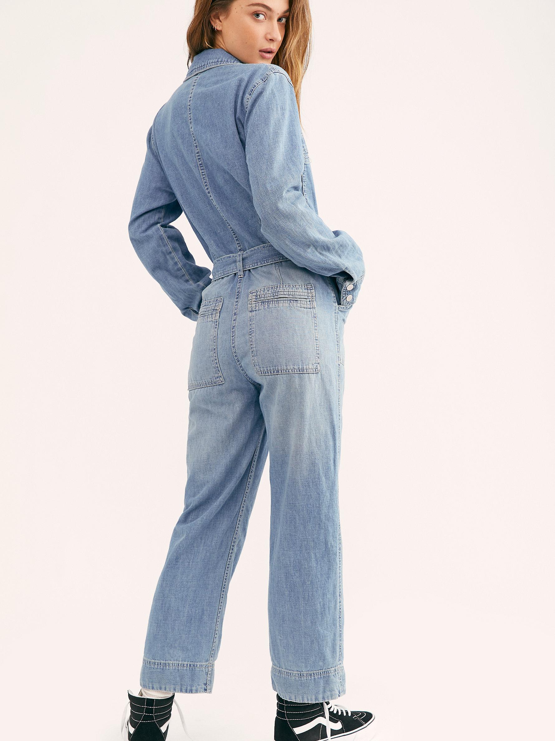 Free People Denim Charlie Coveralls in Blue | Lyst