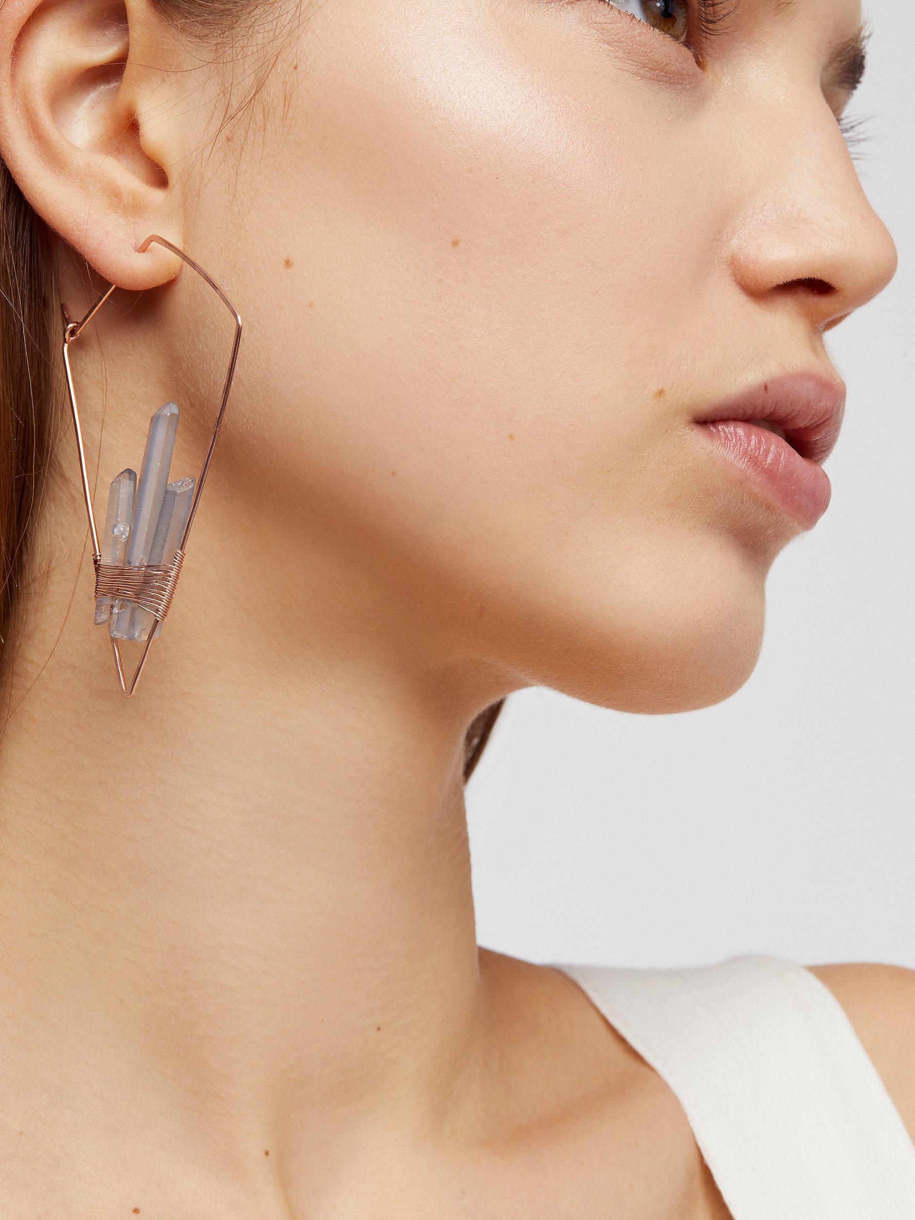 Free People Mint Geode Threader Earrings Lyst