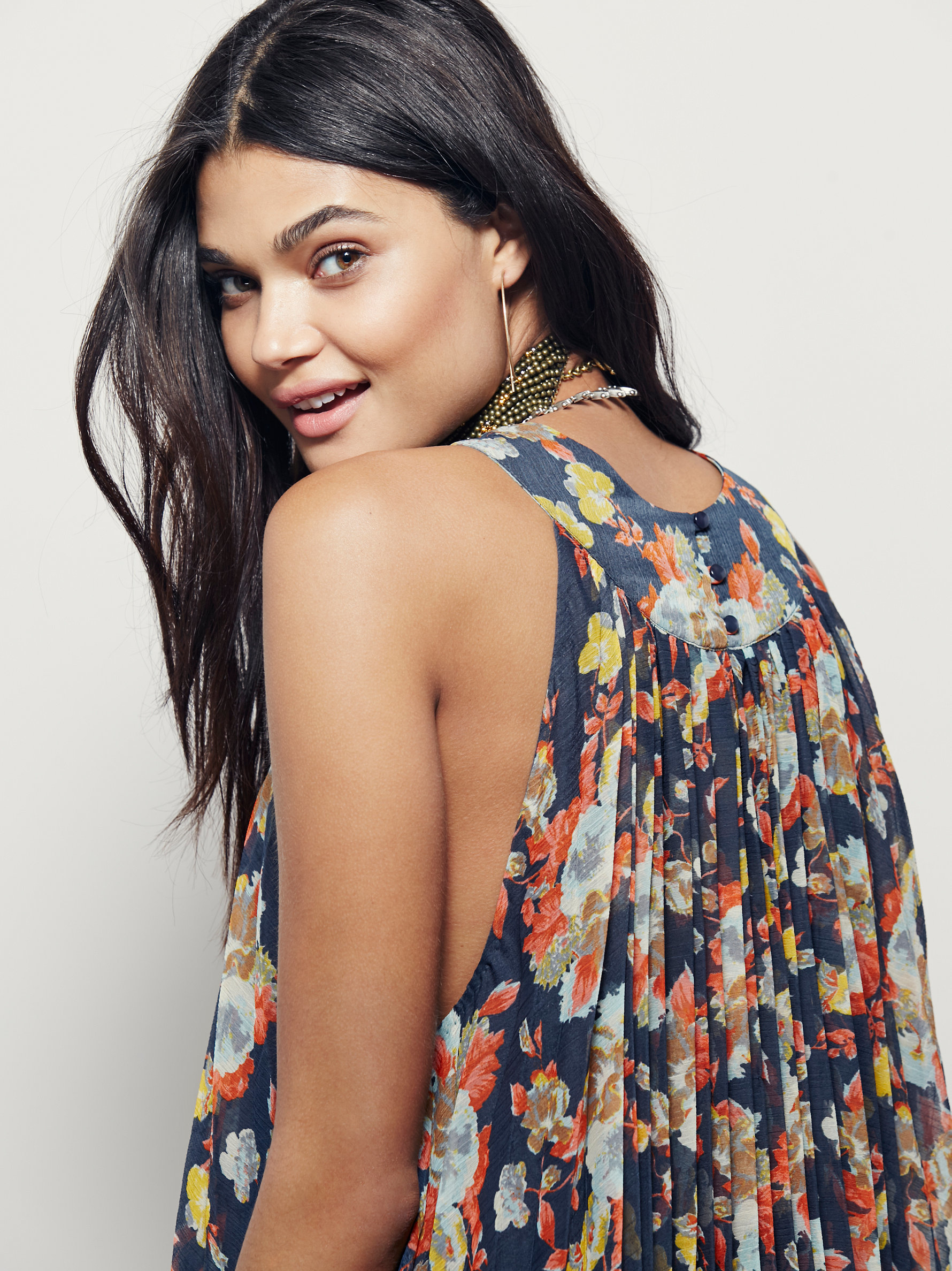 micro floral pleated mini dress