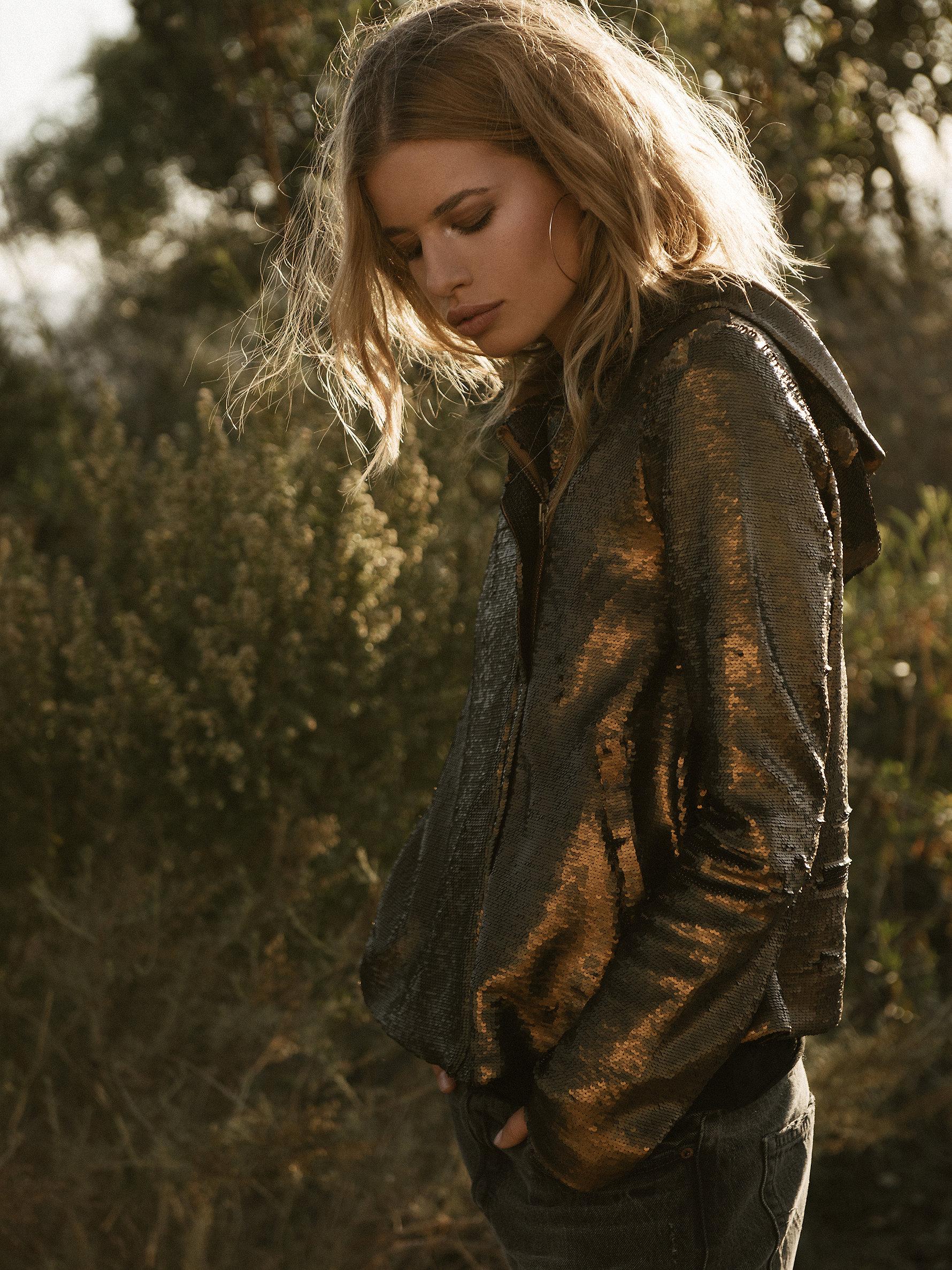 Synthetic Hooded Sequin Jacket | Lyst