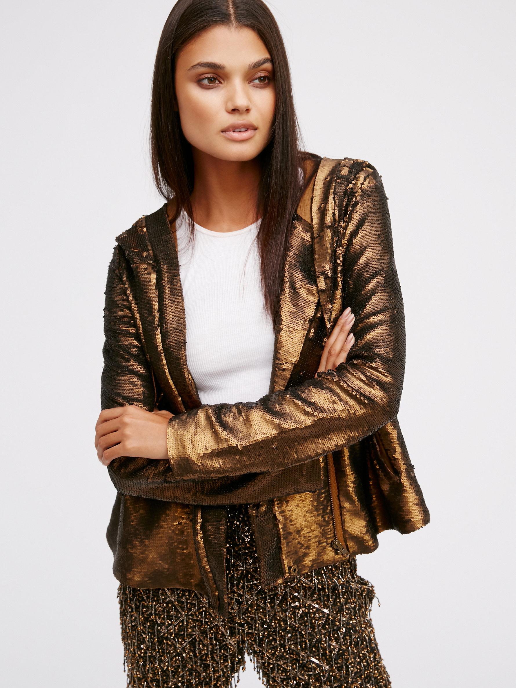 sequin hooded jacket