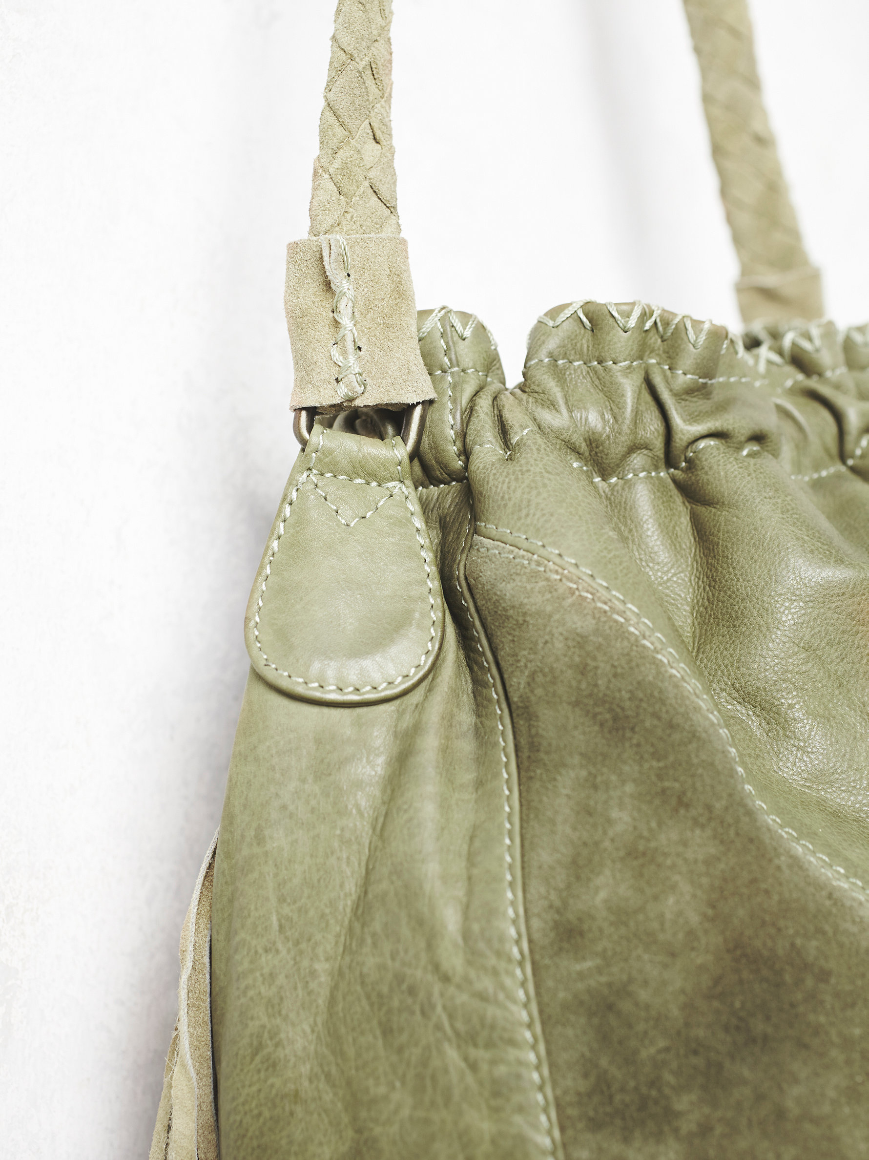 Green Leather Fringe Bag