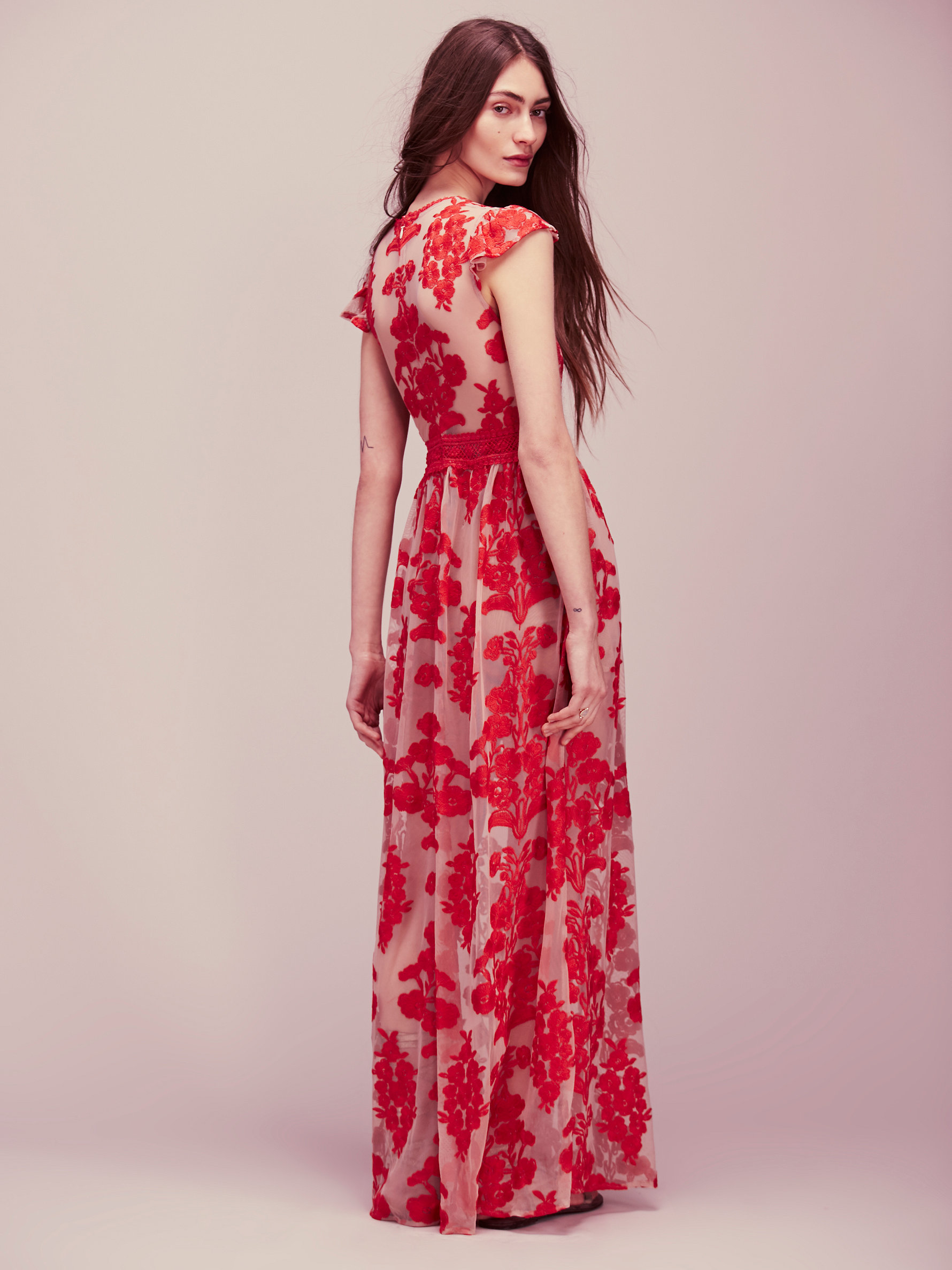 red lace maxi