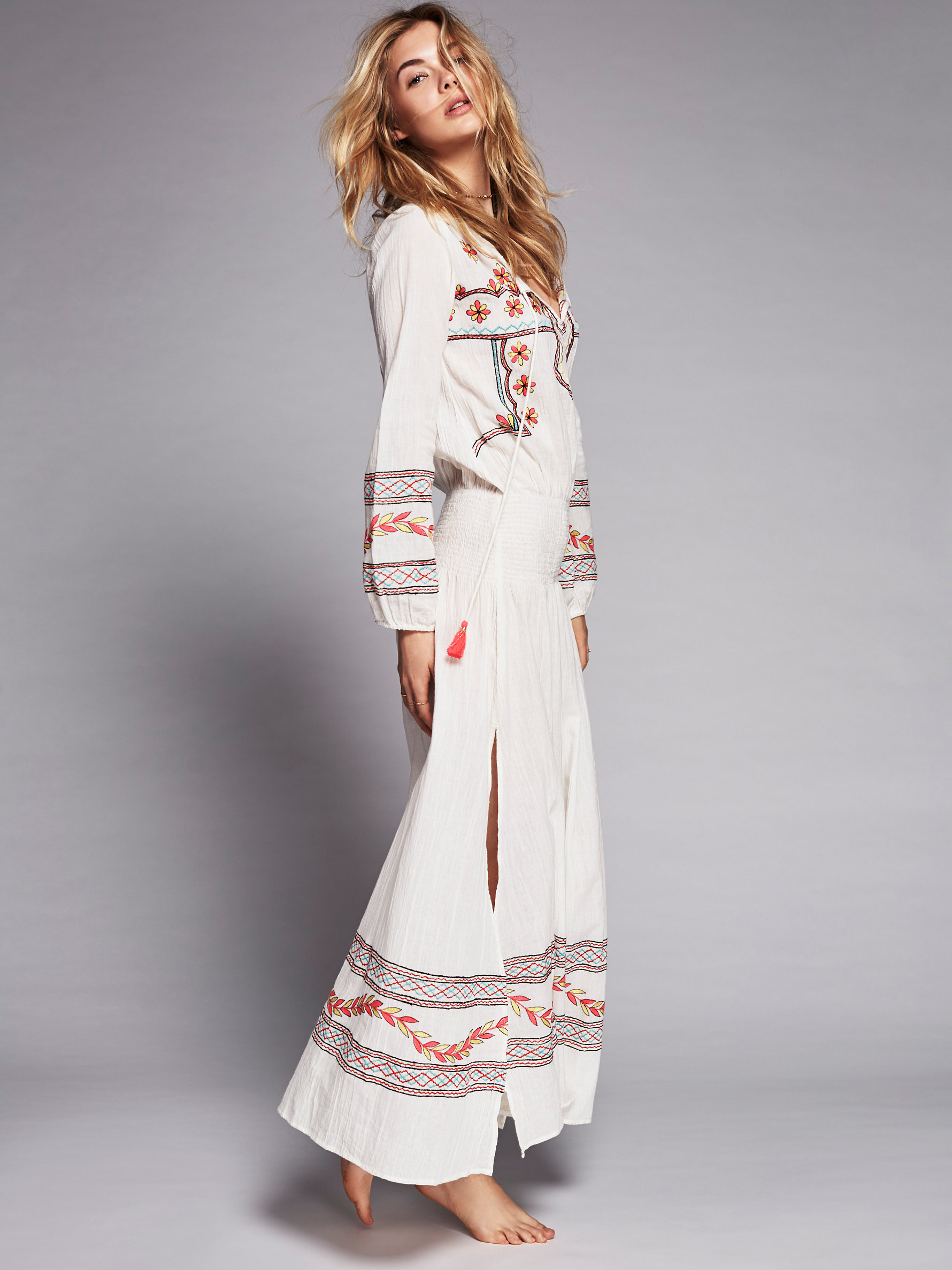 white maxi peasant dress
