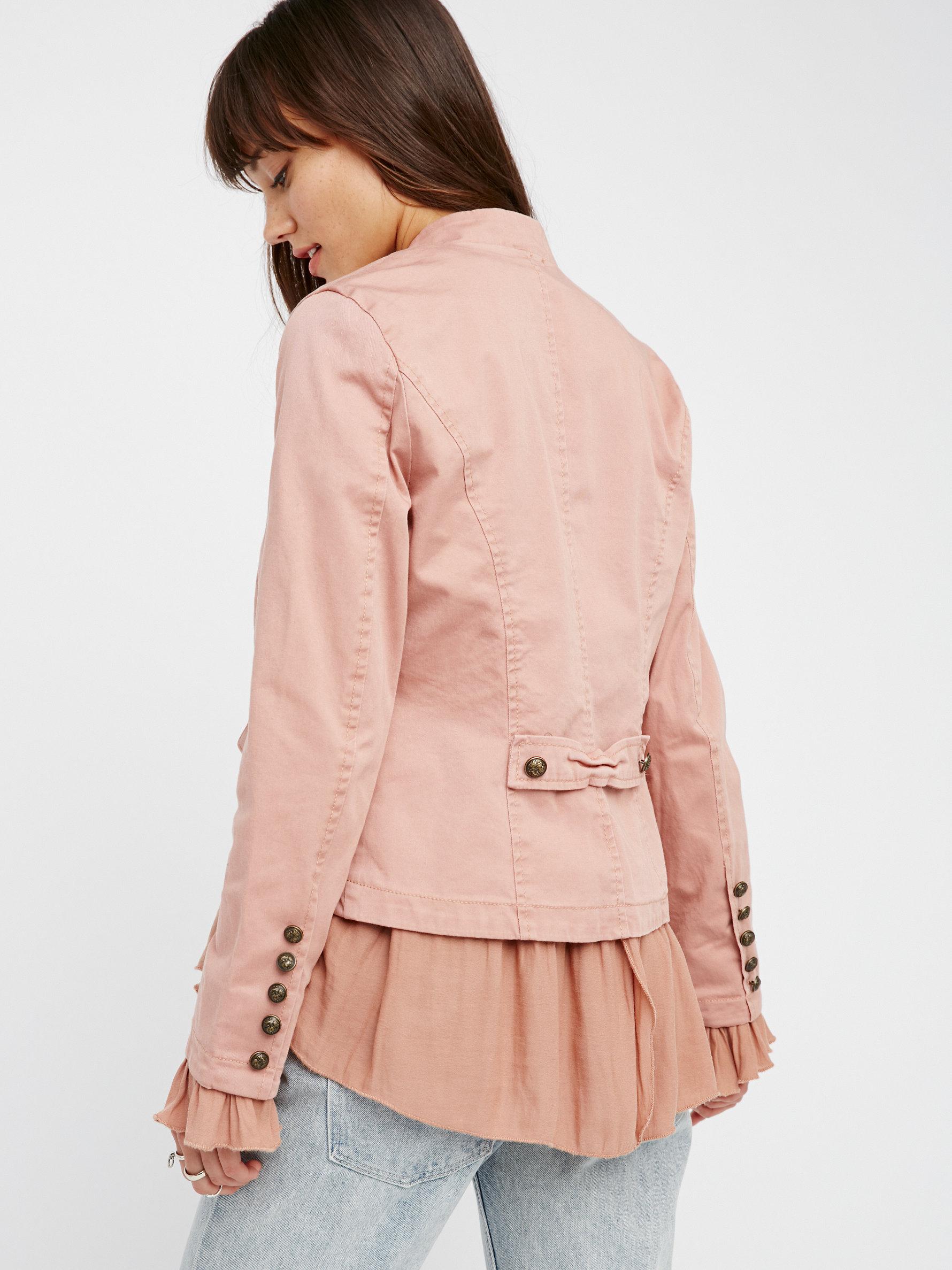 Free People Cotton Romantic Ruffles Jacket in Pink Lyst
