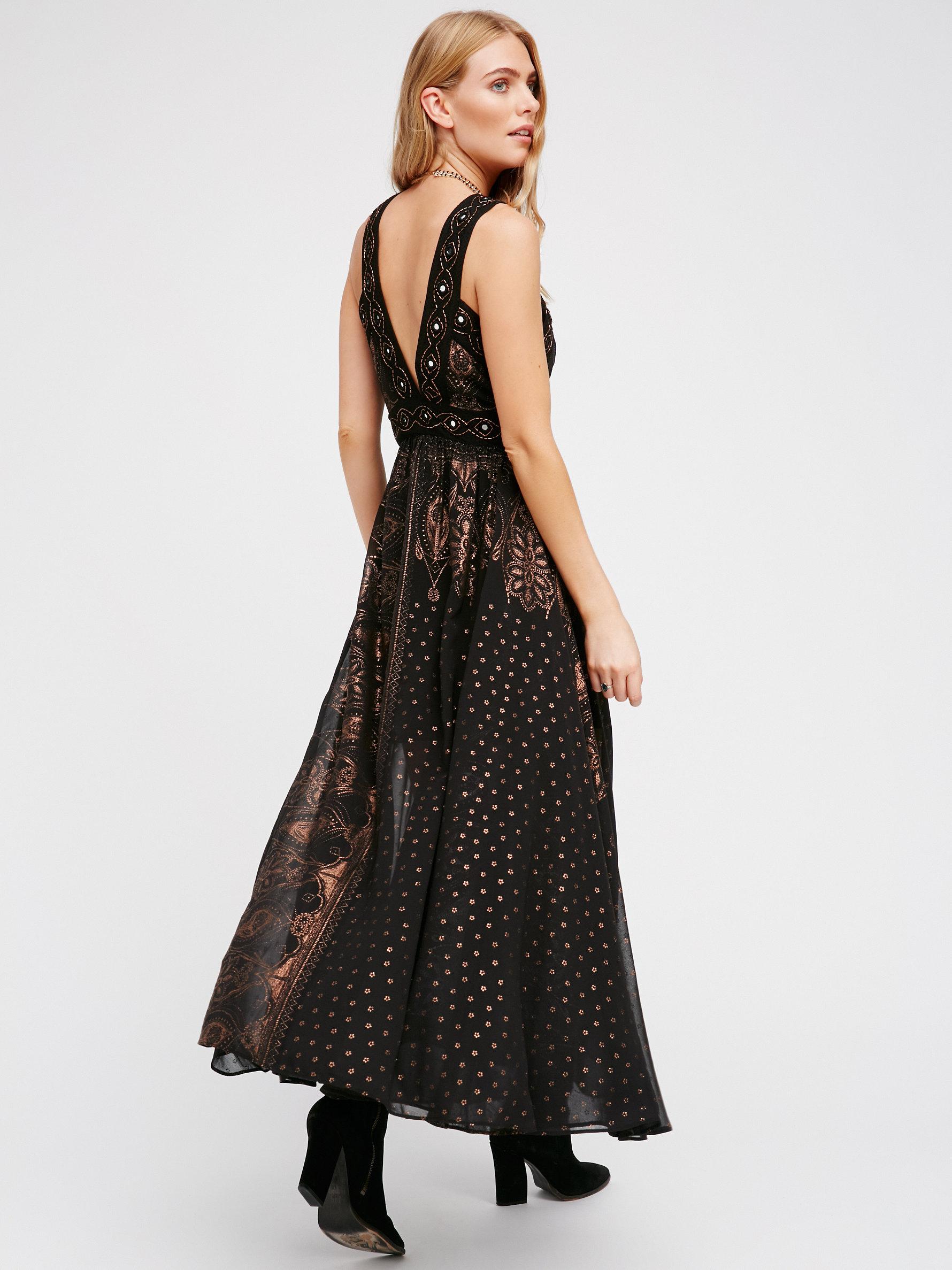 Free People Synthetic Starlight Maxi Dress in Black Combo (Black) - Lyst