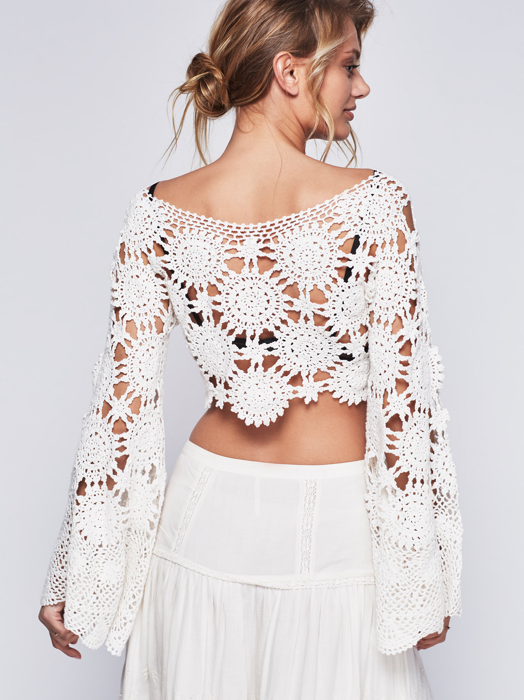 Free People Sunchaser Crochet Top in White
