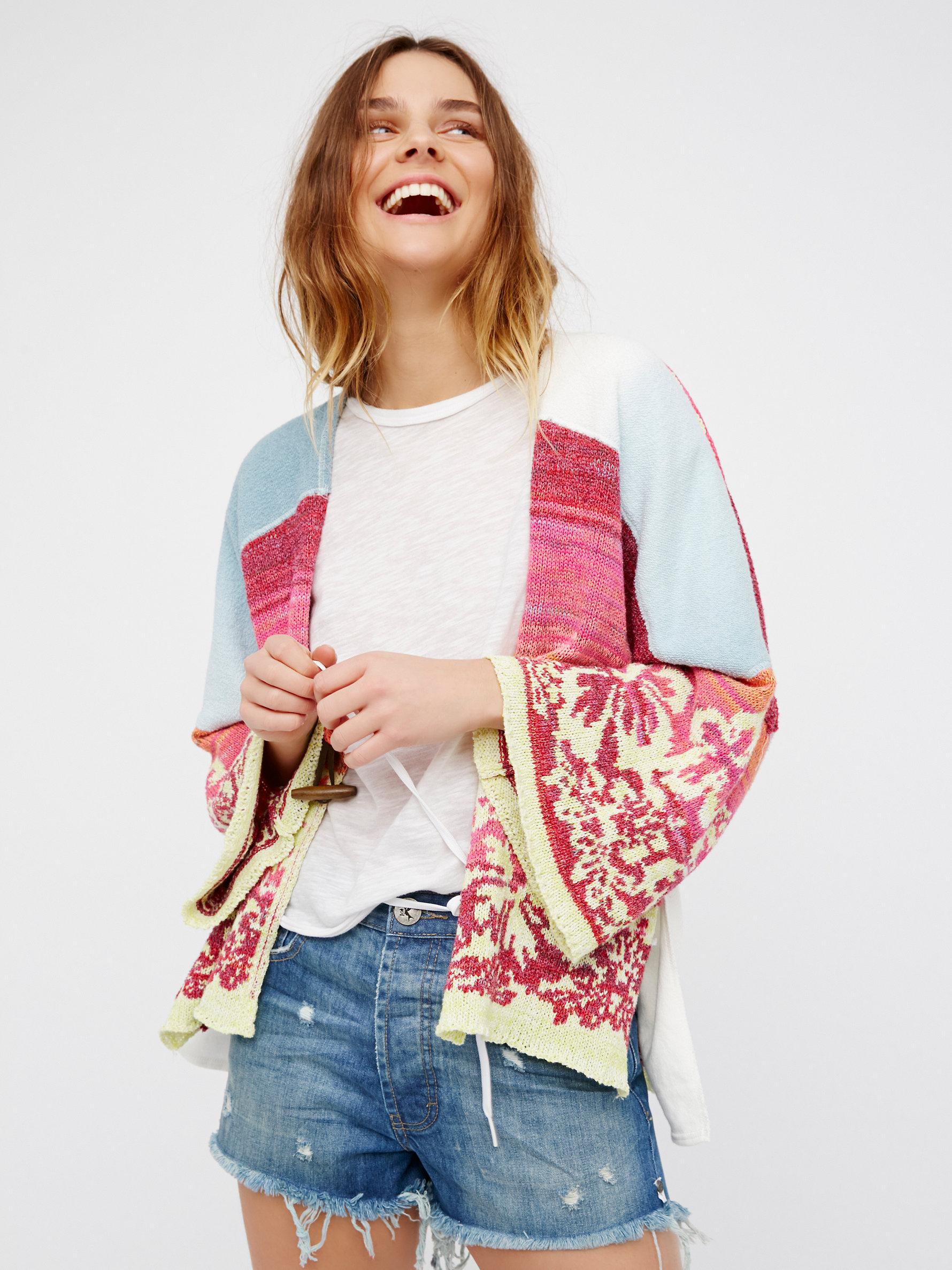 Free People Cotton Surf Sweater Kimono 