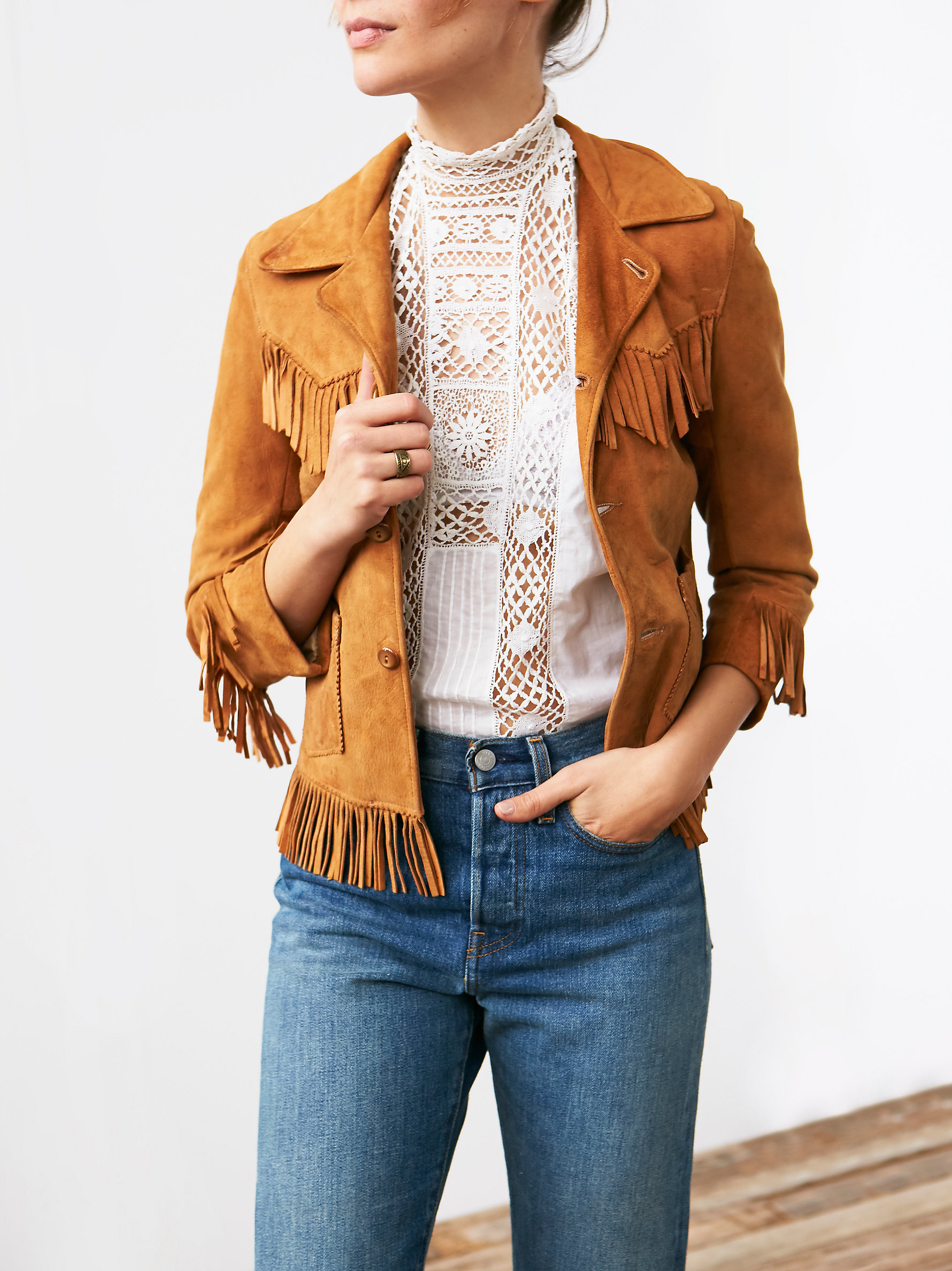 vintage suede fringe jacket