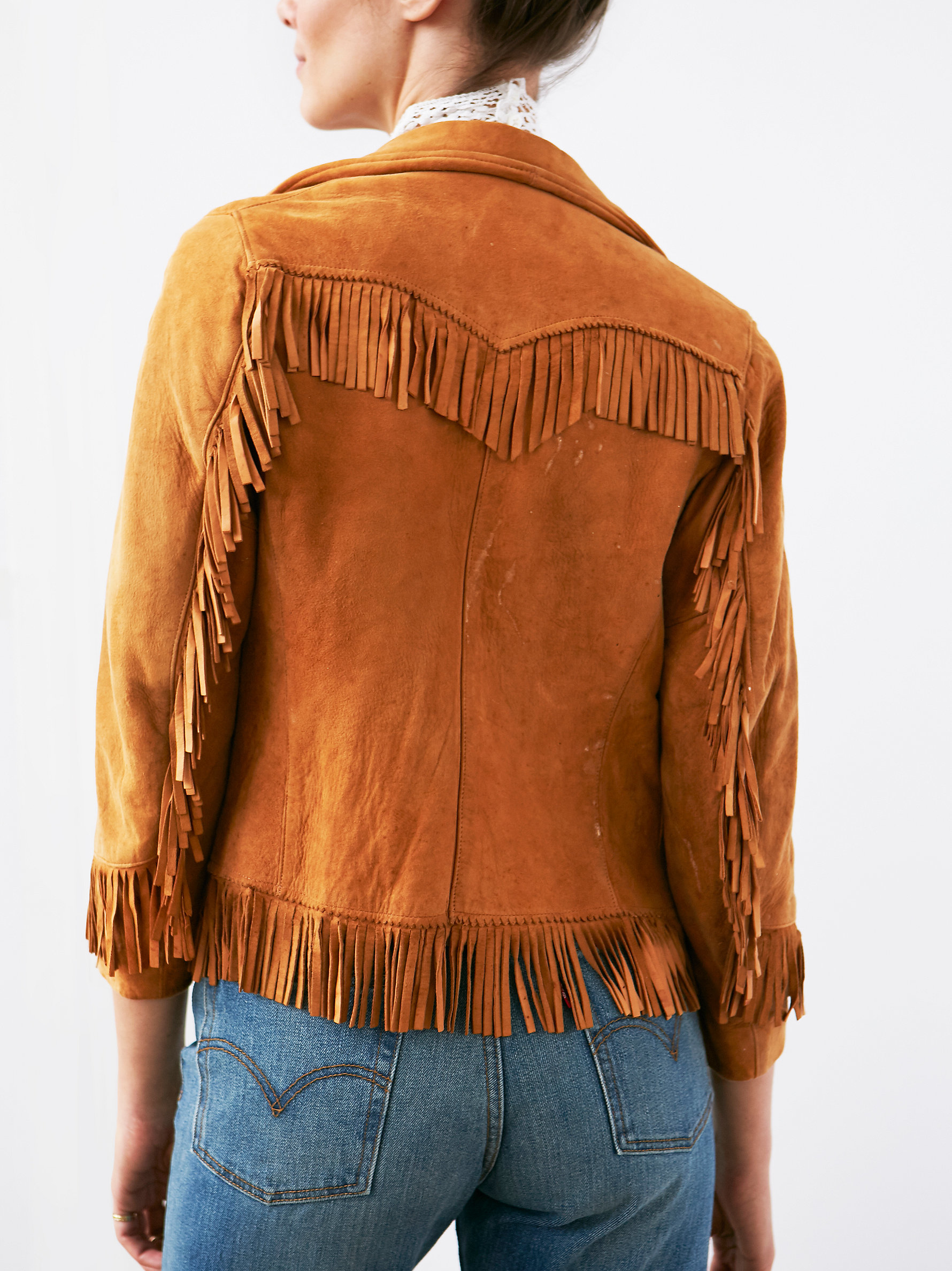 Free People Vintage Suede Fringe Jacket in Tan (Brown) - Lyst