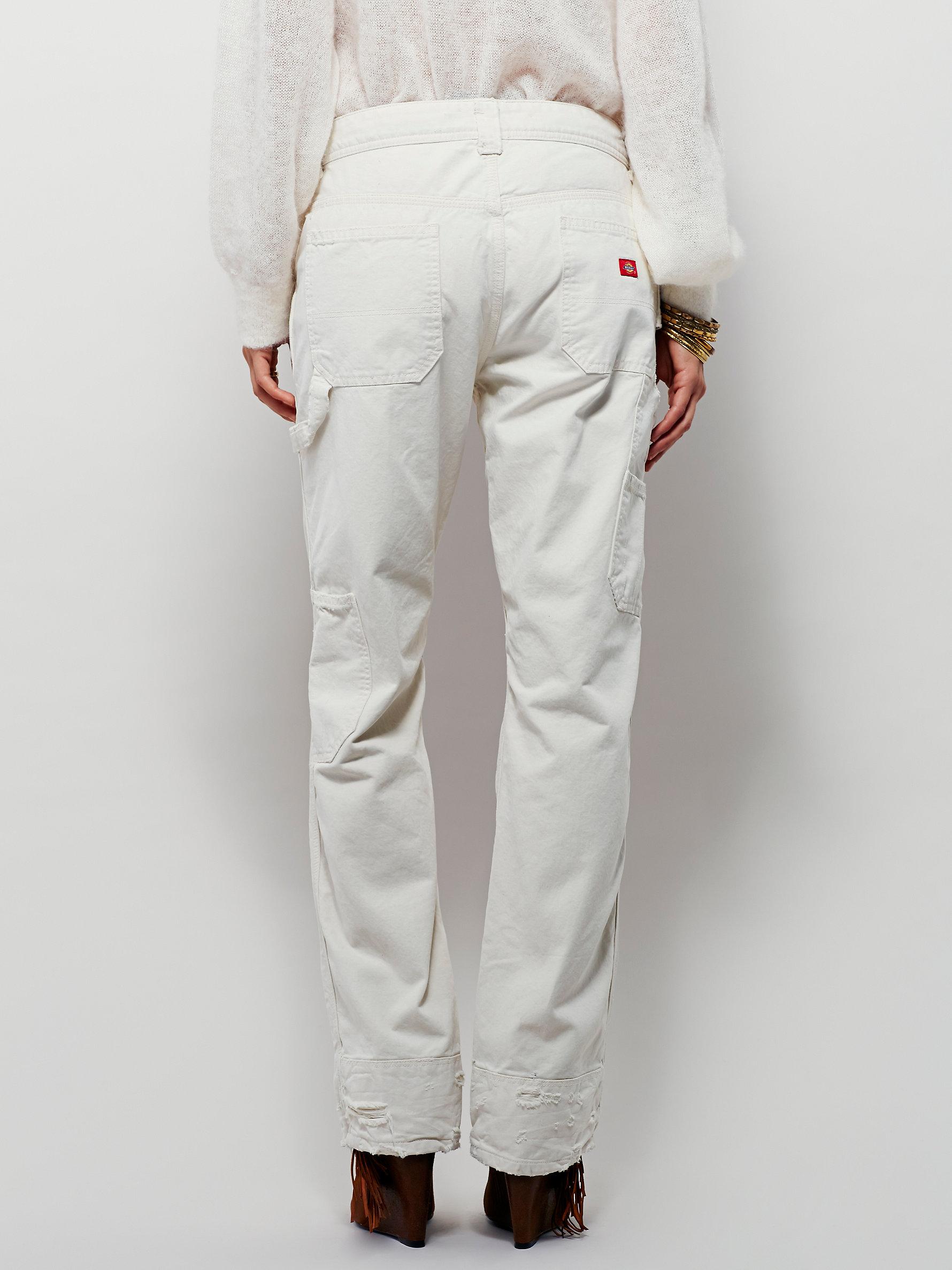 white carpenter trousers