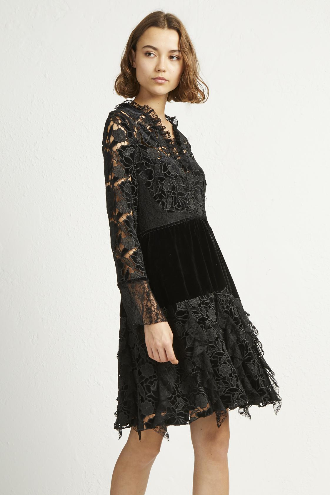 cynthia velvet lace mix dress