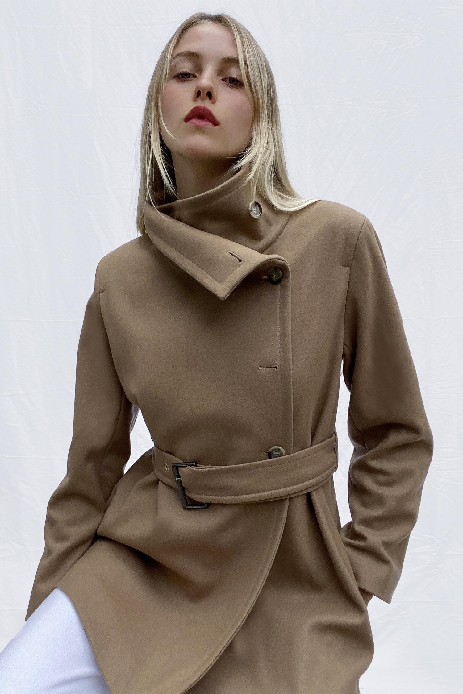 Ricio platform wool wrap coat Clearance