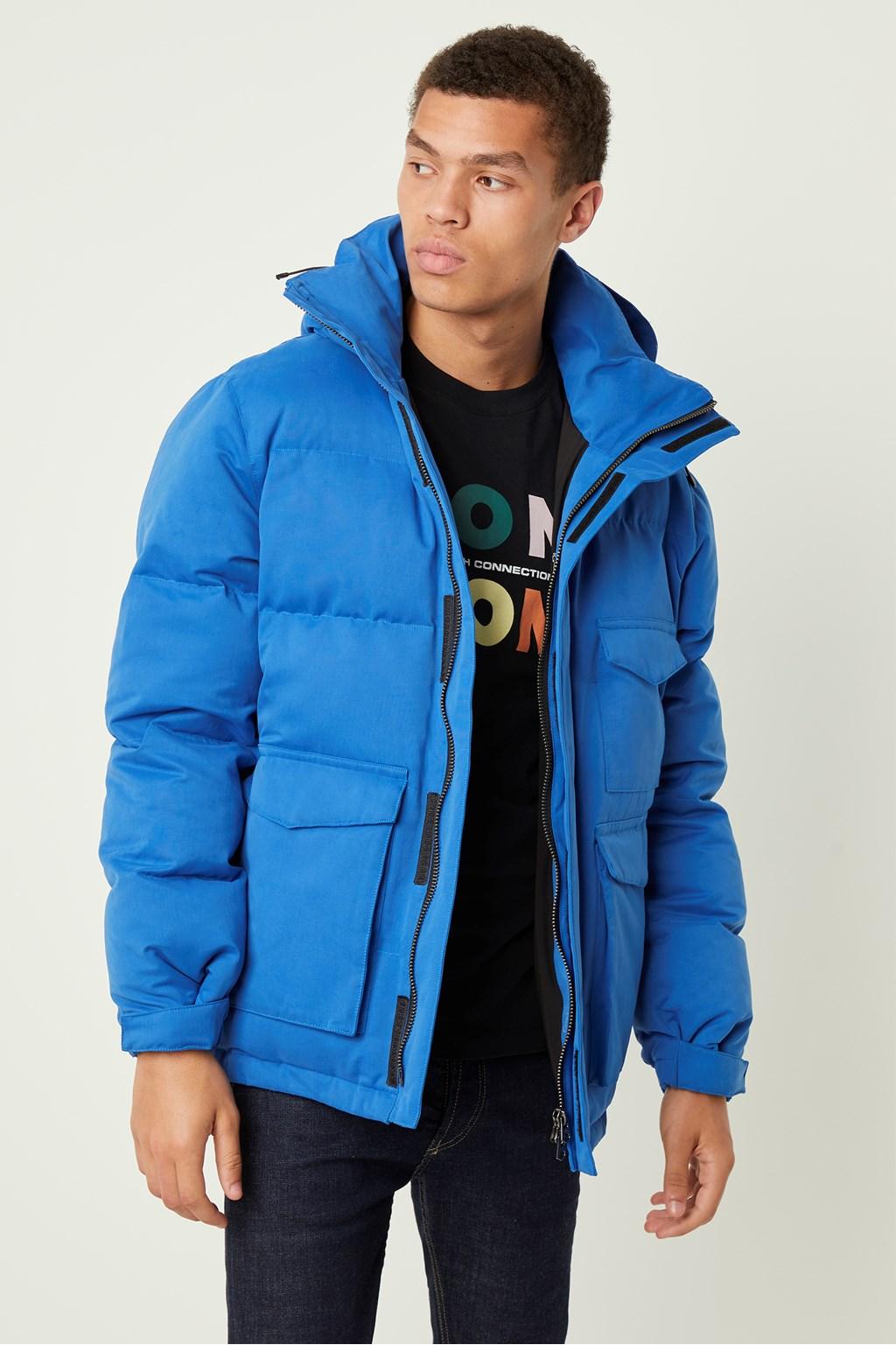 French Connection Micro Cotton Drill Puffer Jacket in Regatta Blue ...