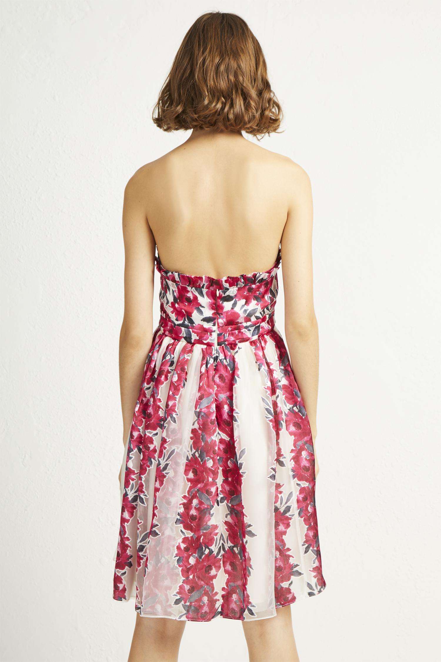 French Connection Synthetic Edith Sweetheart Floral Print Strapless Dress in Red - Lyst