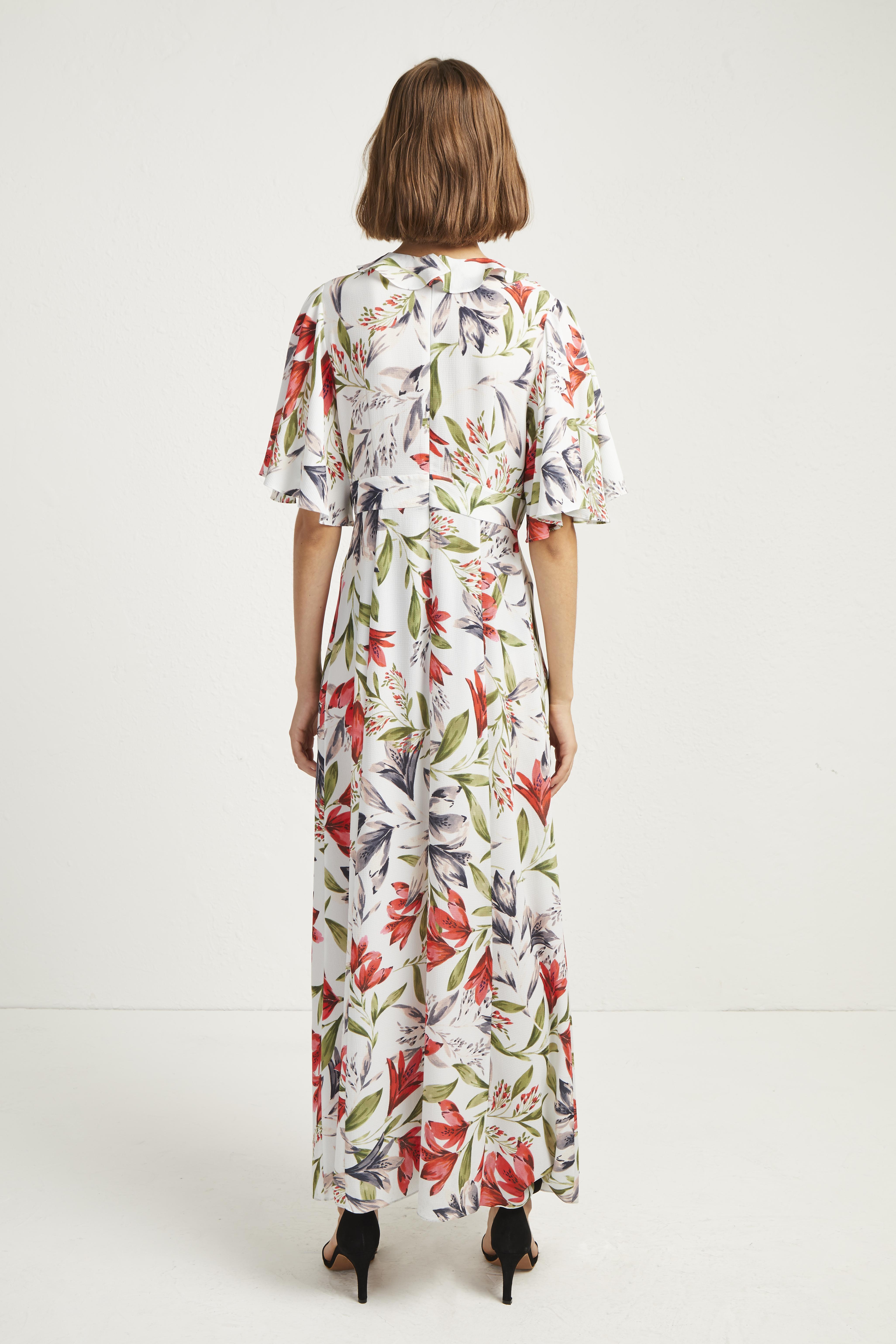 cadencia crepe floral maxi dress