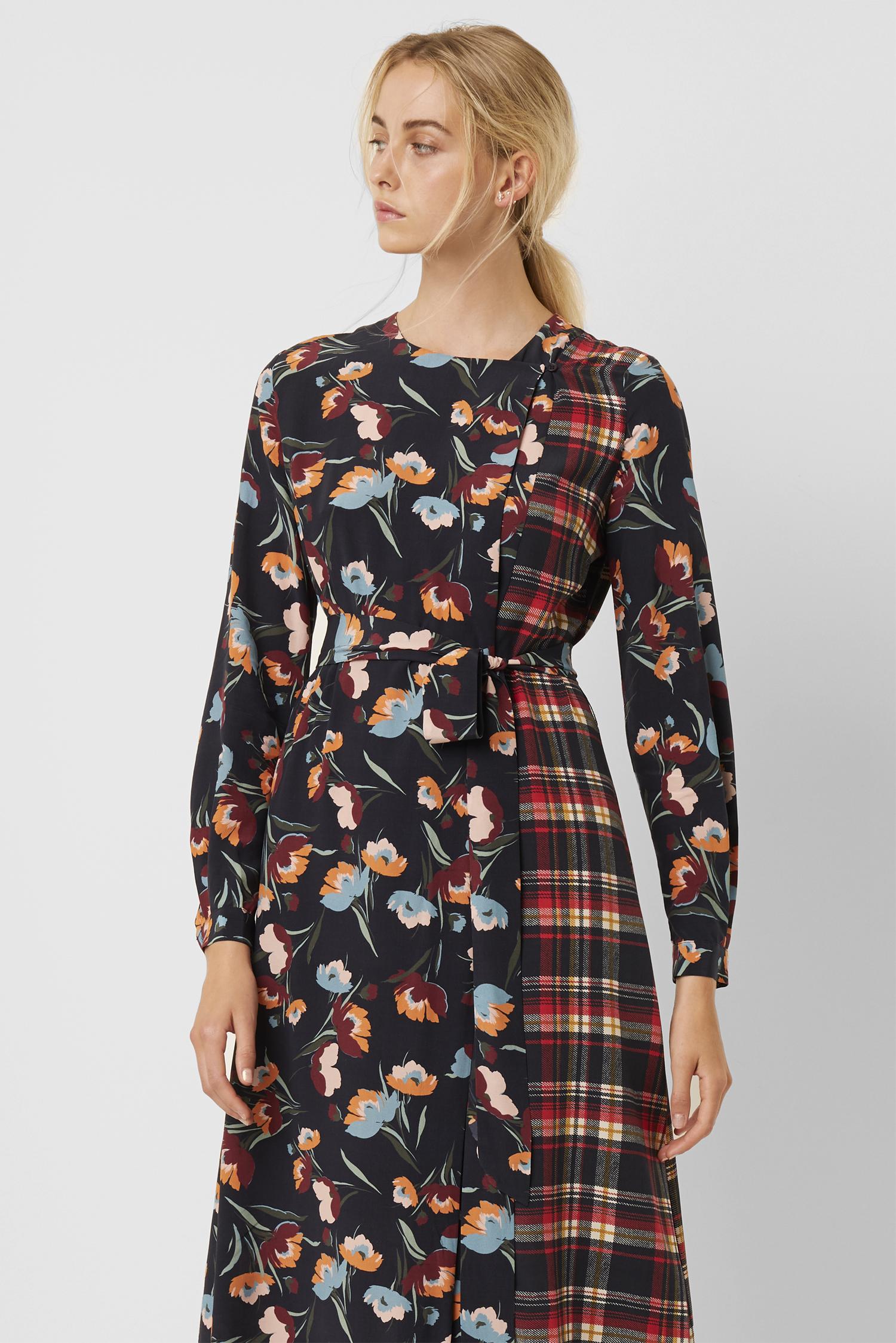 mix print wrap dress