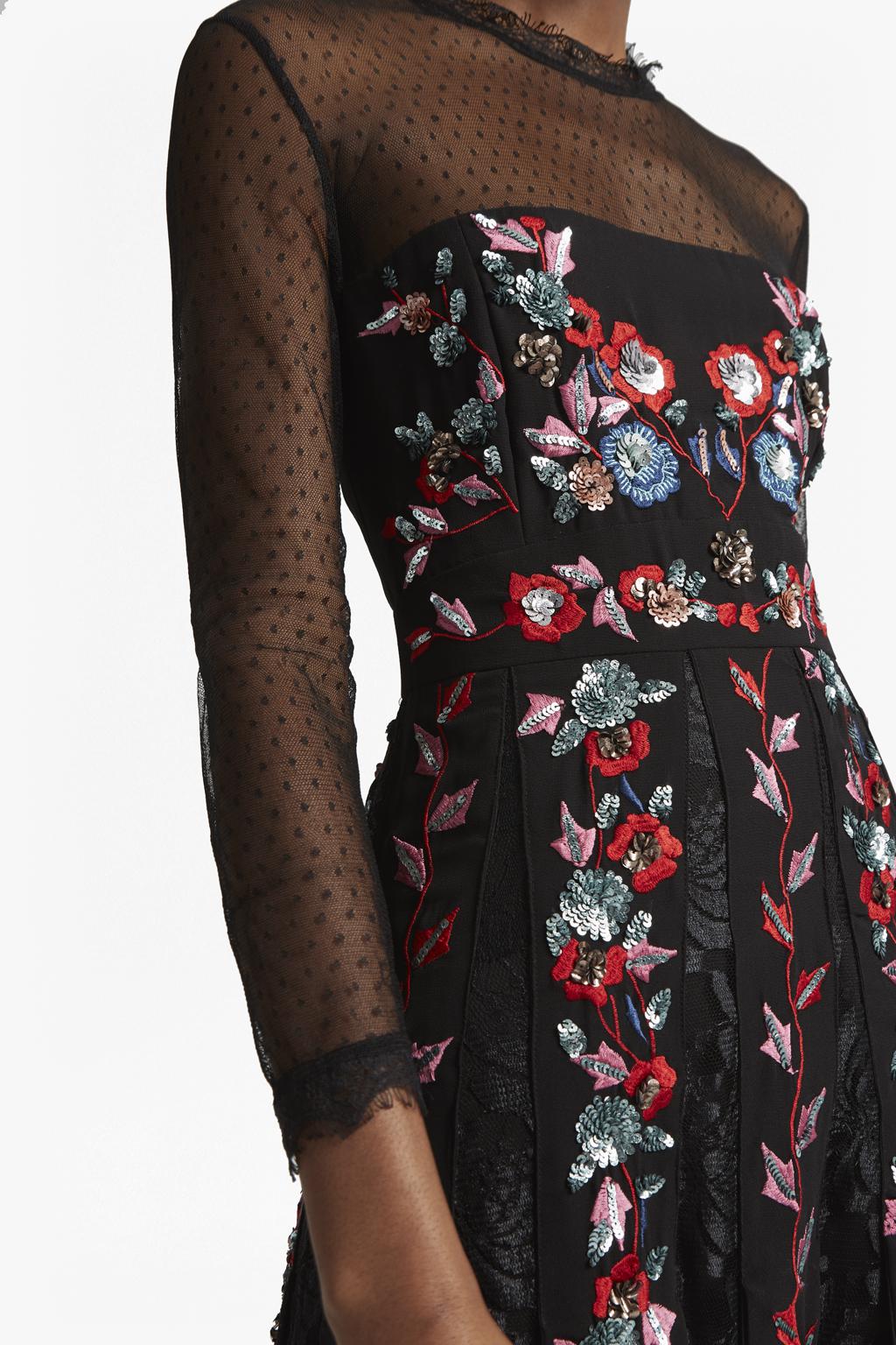 French Connection Lace Edith Floral Long Sleeved Maxi Dress in Black Lyst