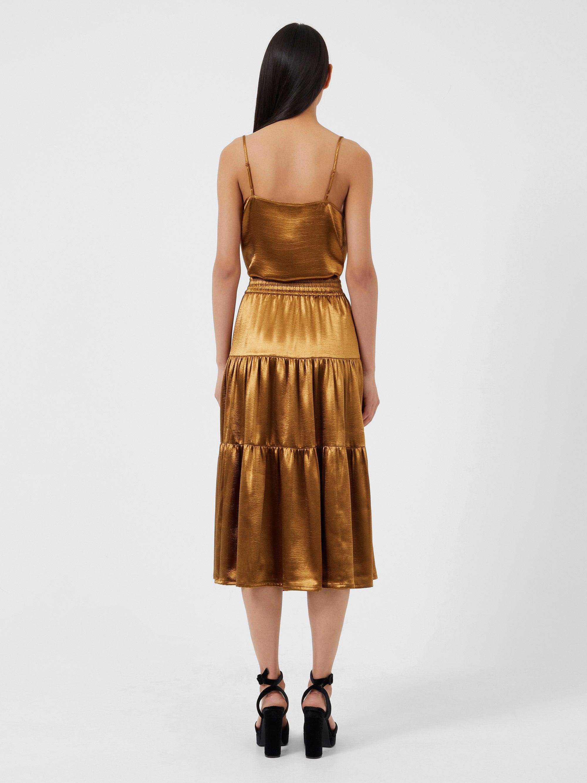 French Connection Denney Inu Satin Midi Skirt | Lyst UK